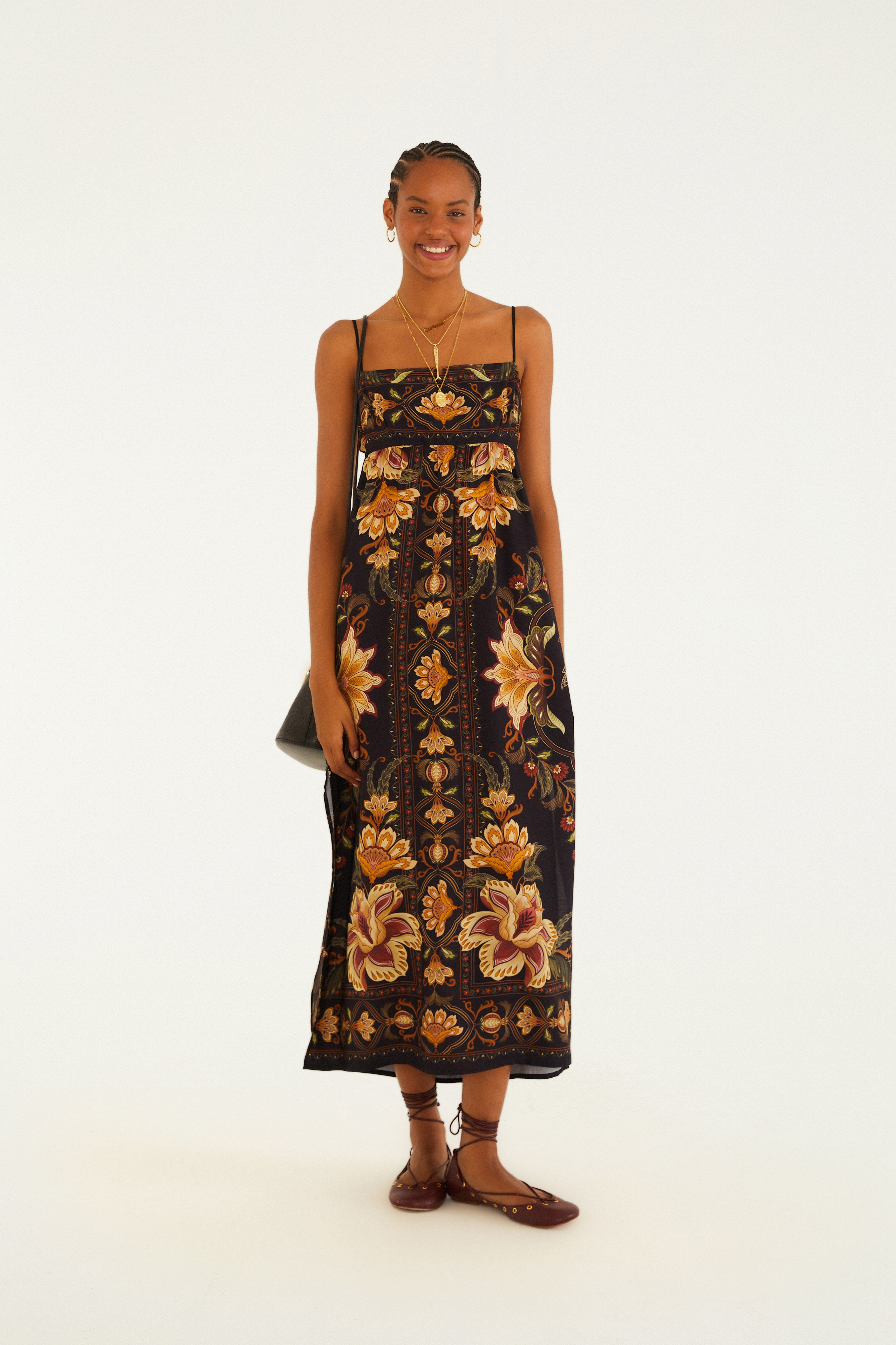 Vestido Cropped Estampado Jardim Majestoso