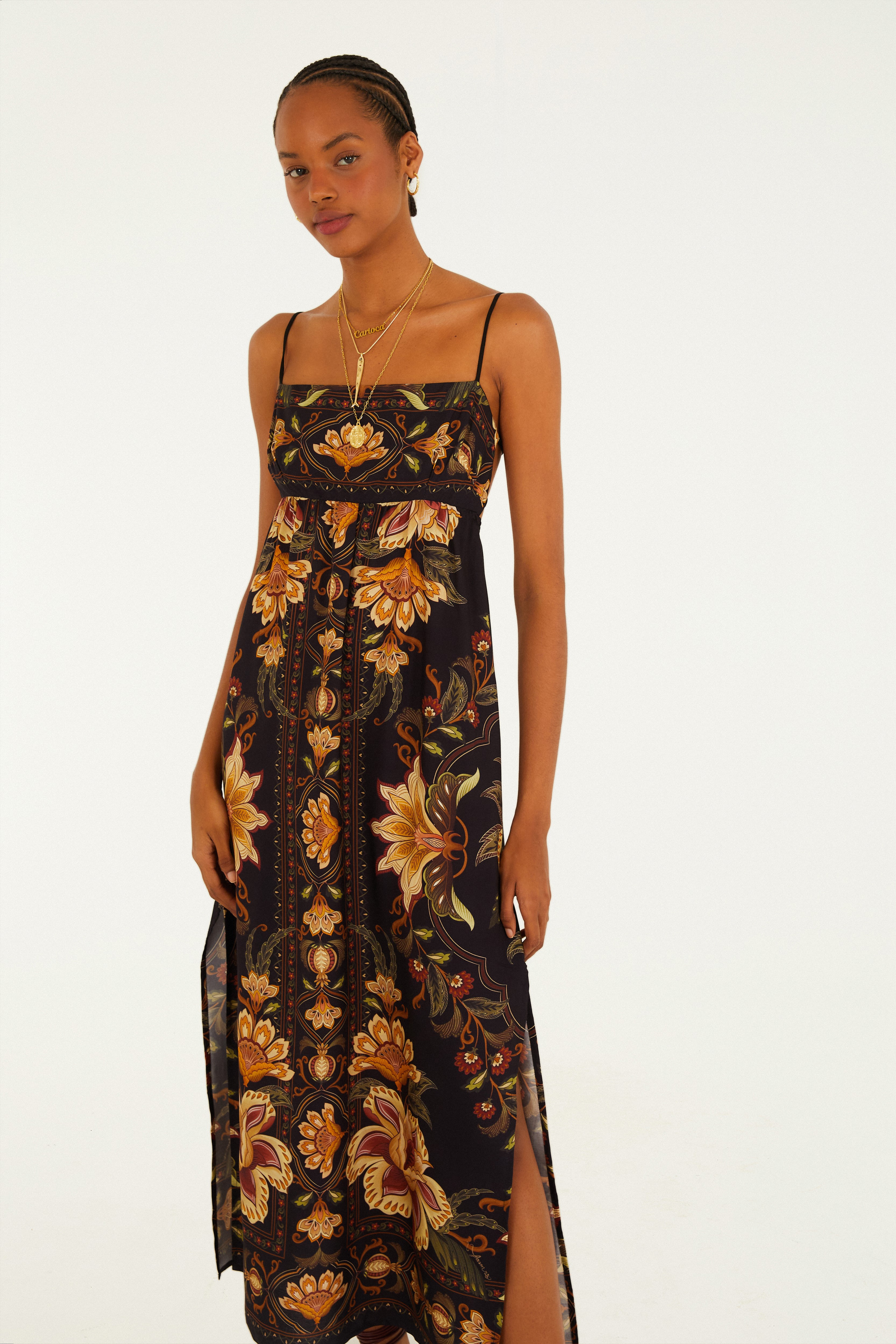 Vestido Cropped Estampado Jardim Majestoso