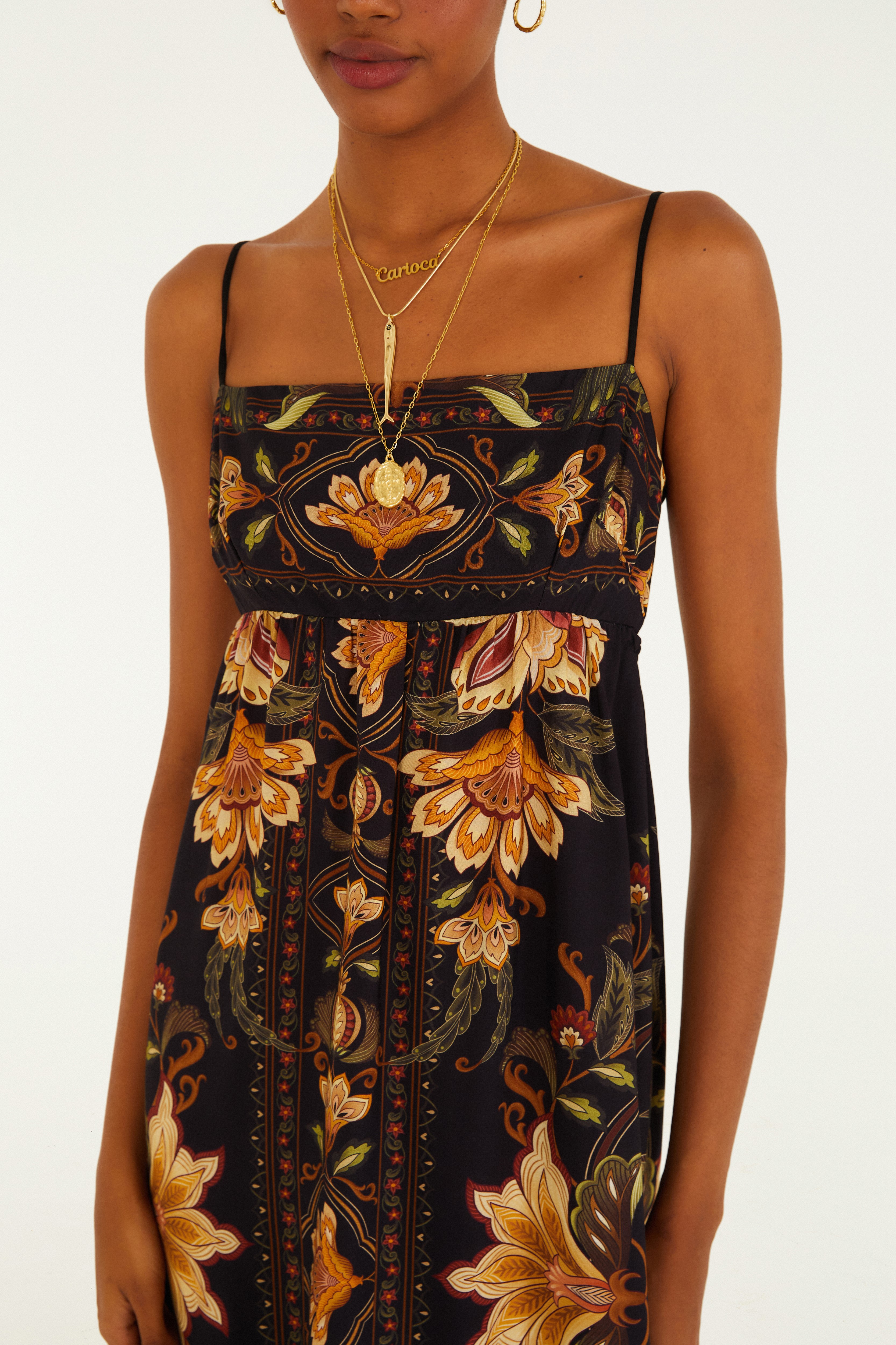 Vestido Cropped Estampado Jardim Majestoso