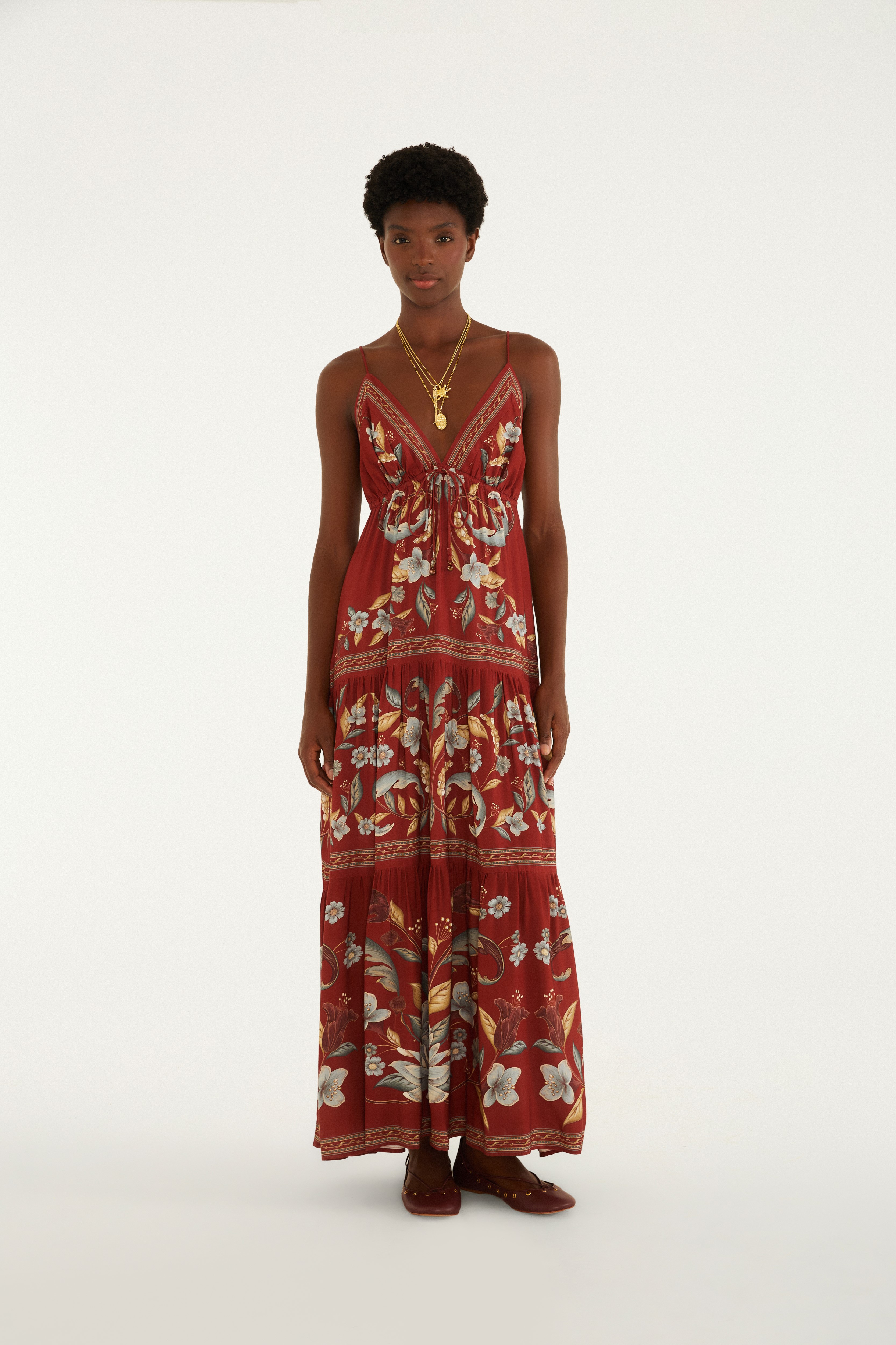 Vestido Longo Estampado Retrópico