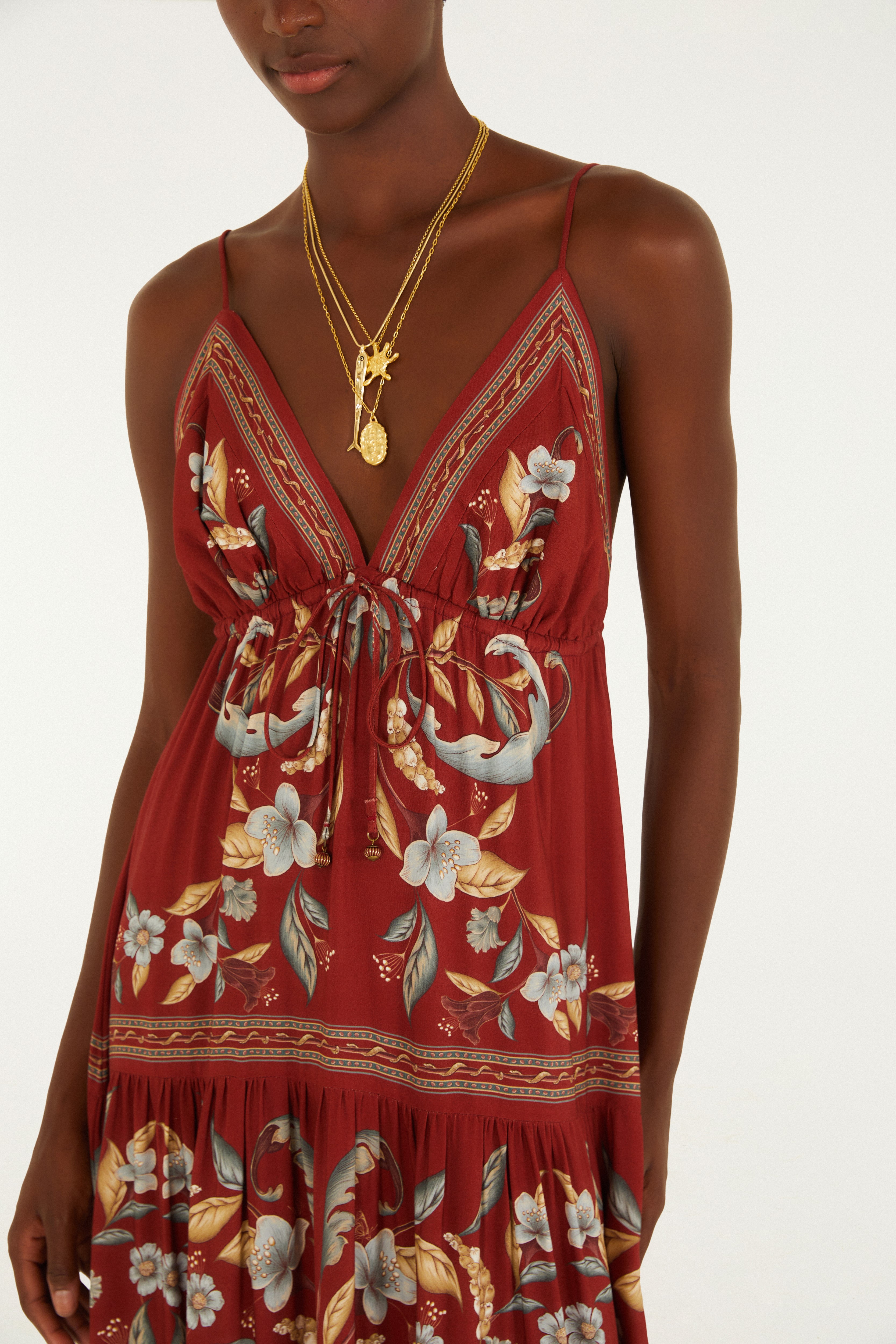 Vestido Longo Estampado Retrópico