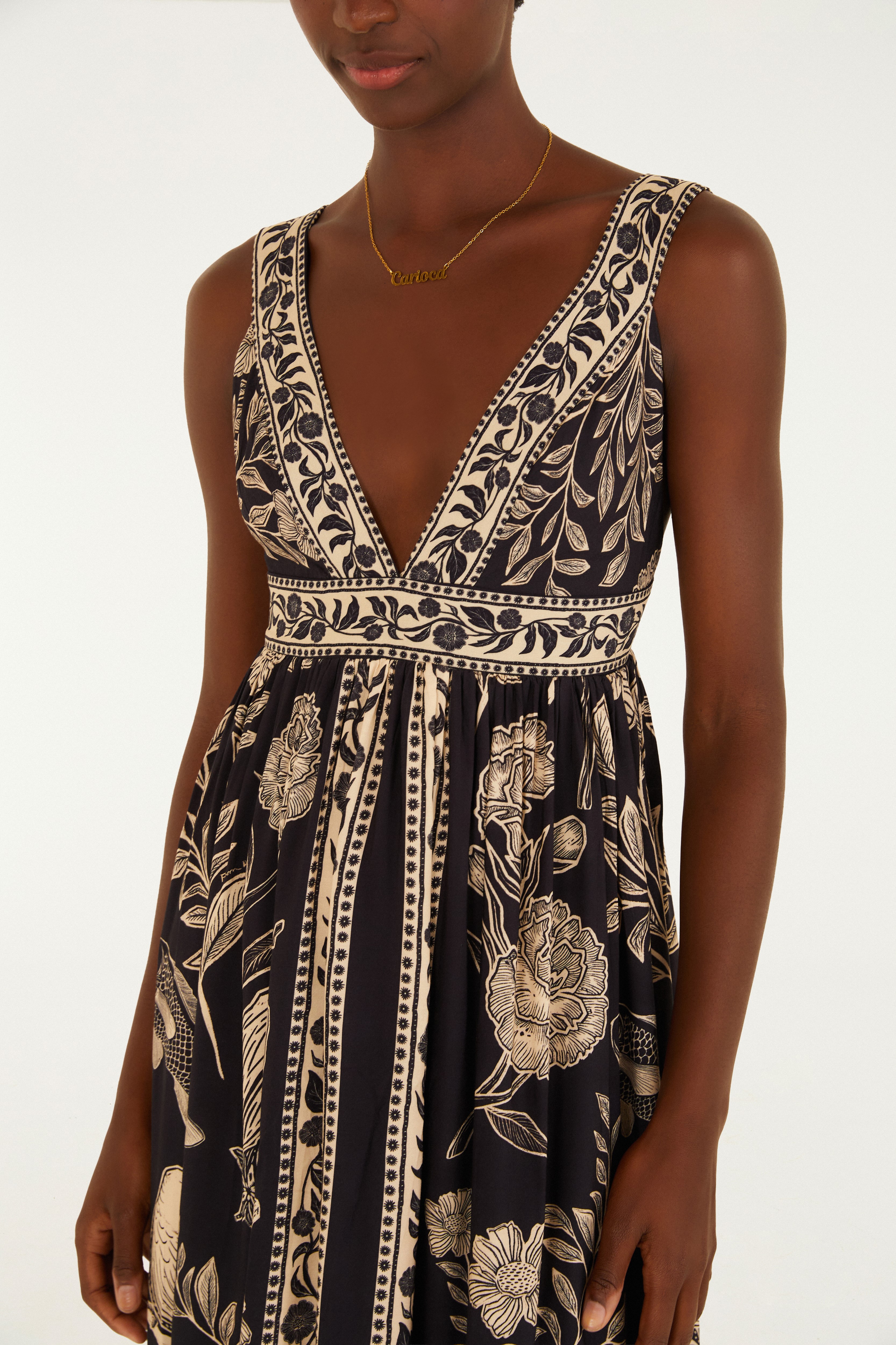 Vestido Cropped Estampado Jardim De Cordel