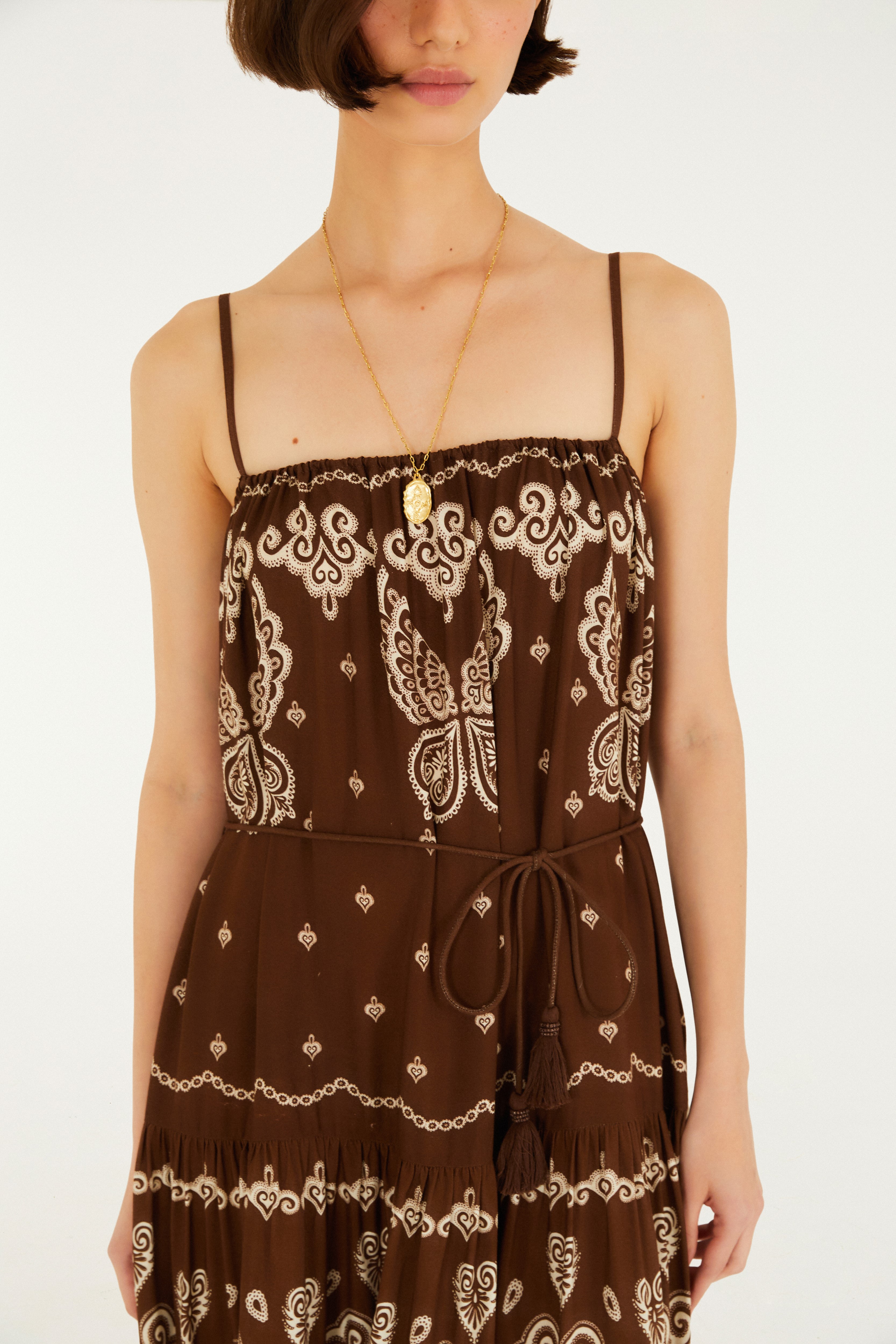 Vestido Longo Alcinhas Estampado Nicole