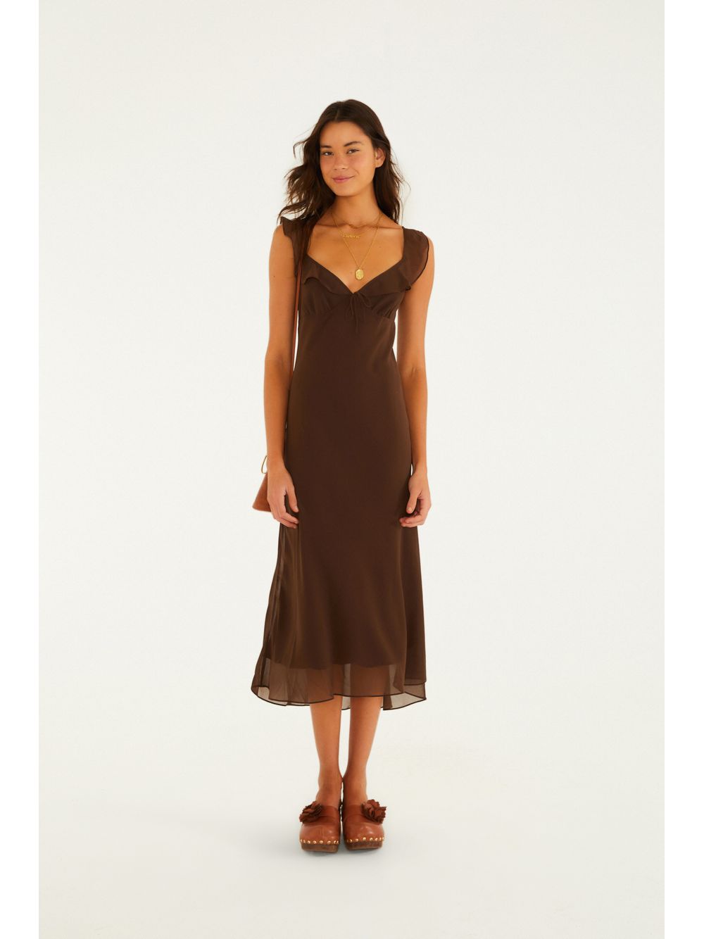 Farm — Vestido Babados Enviesado
