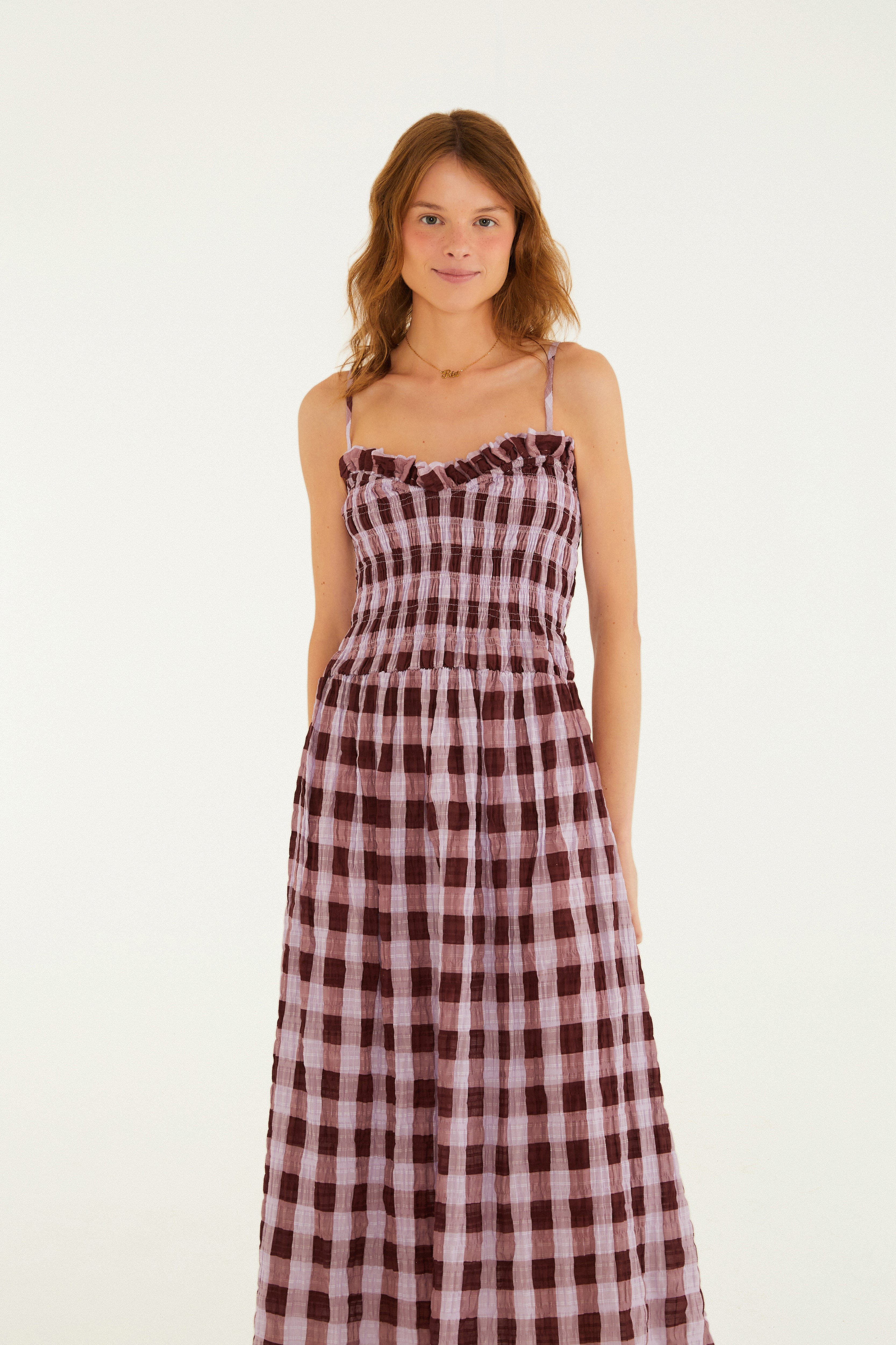 Vestido Midi Xadrez Romântico