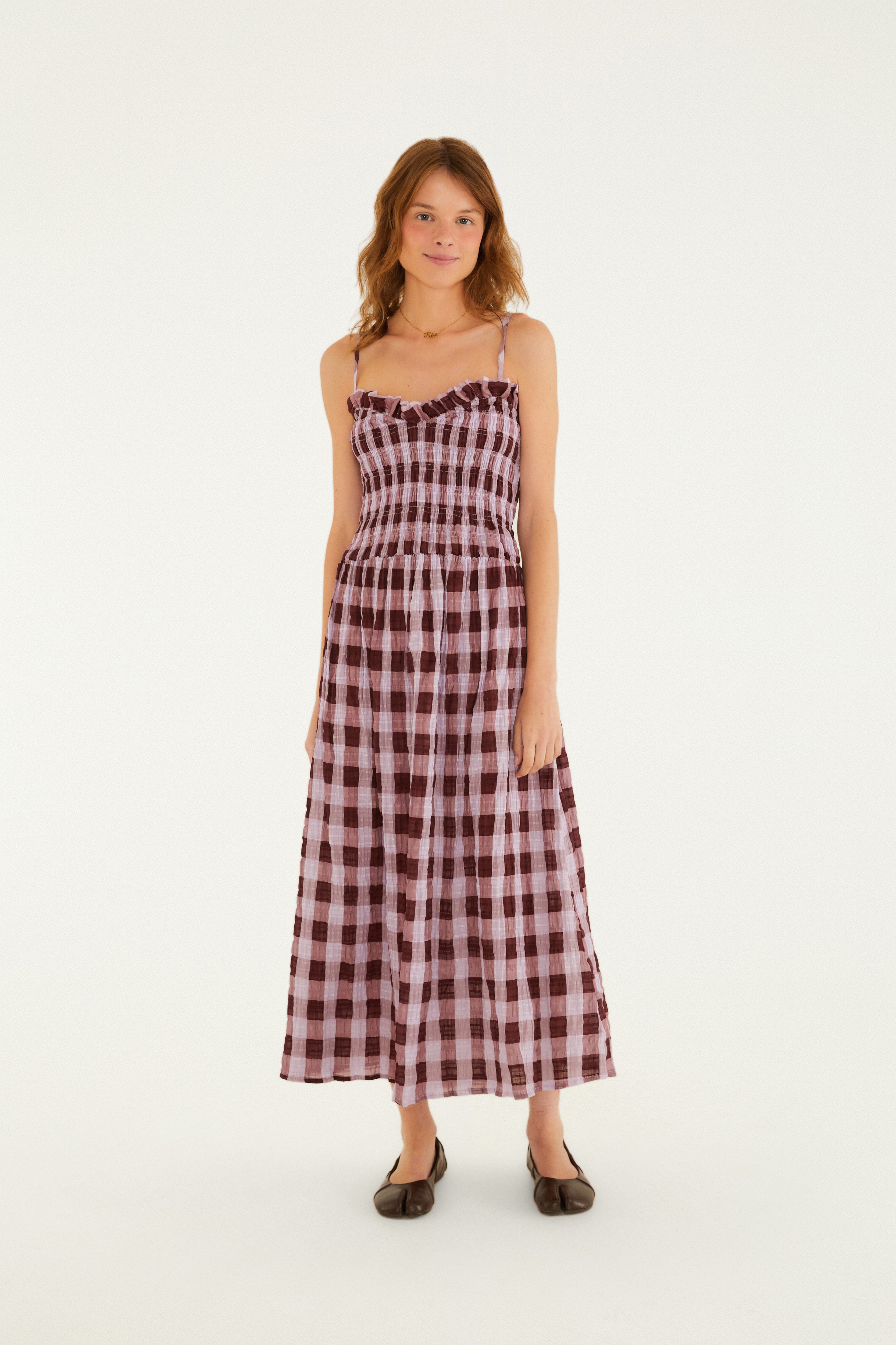 Vestido Midi Xadrez Romântico