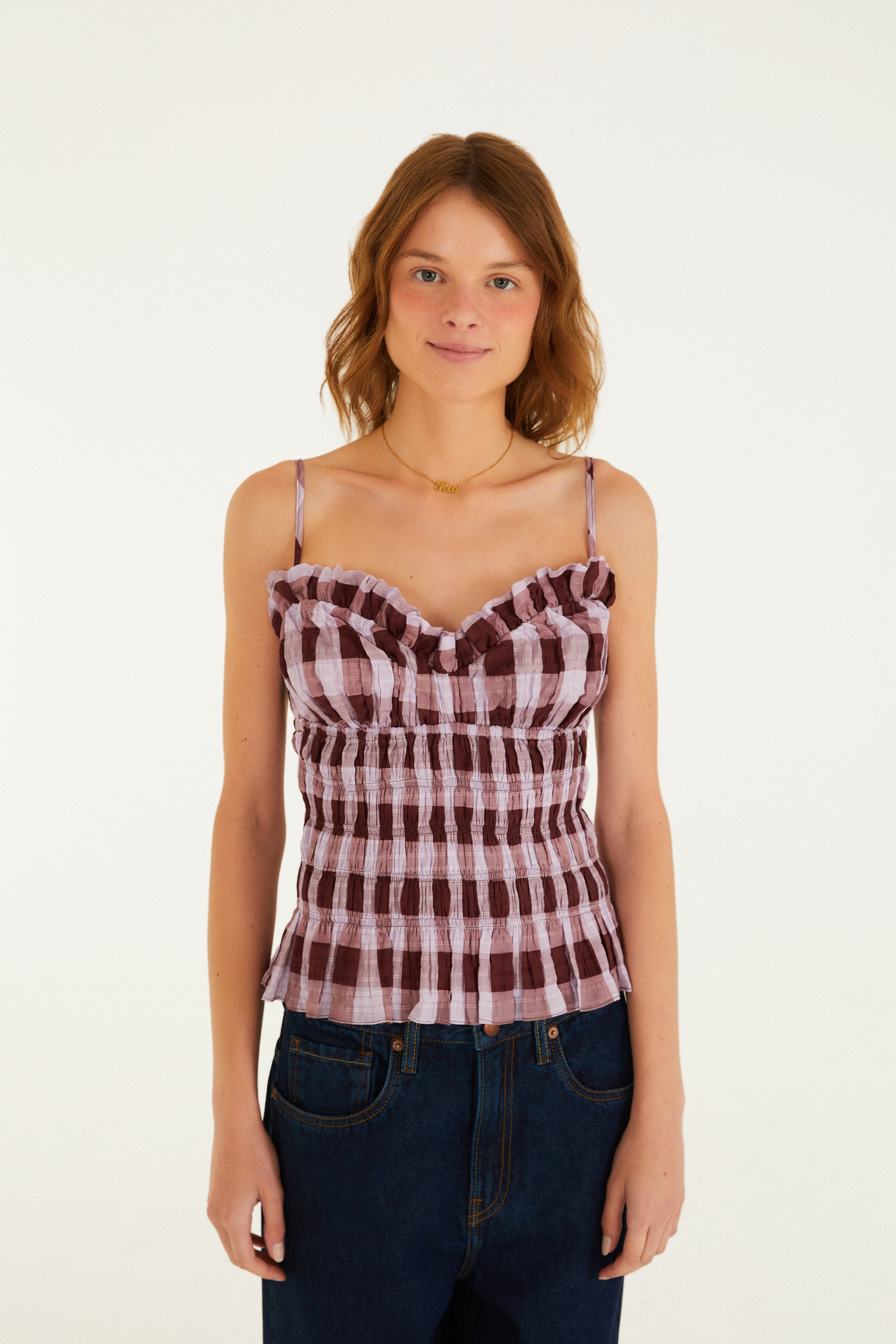 Blusa Xadrez Romântico