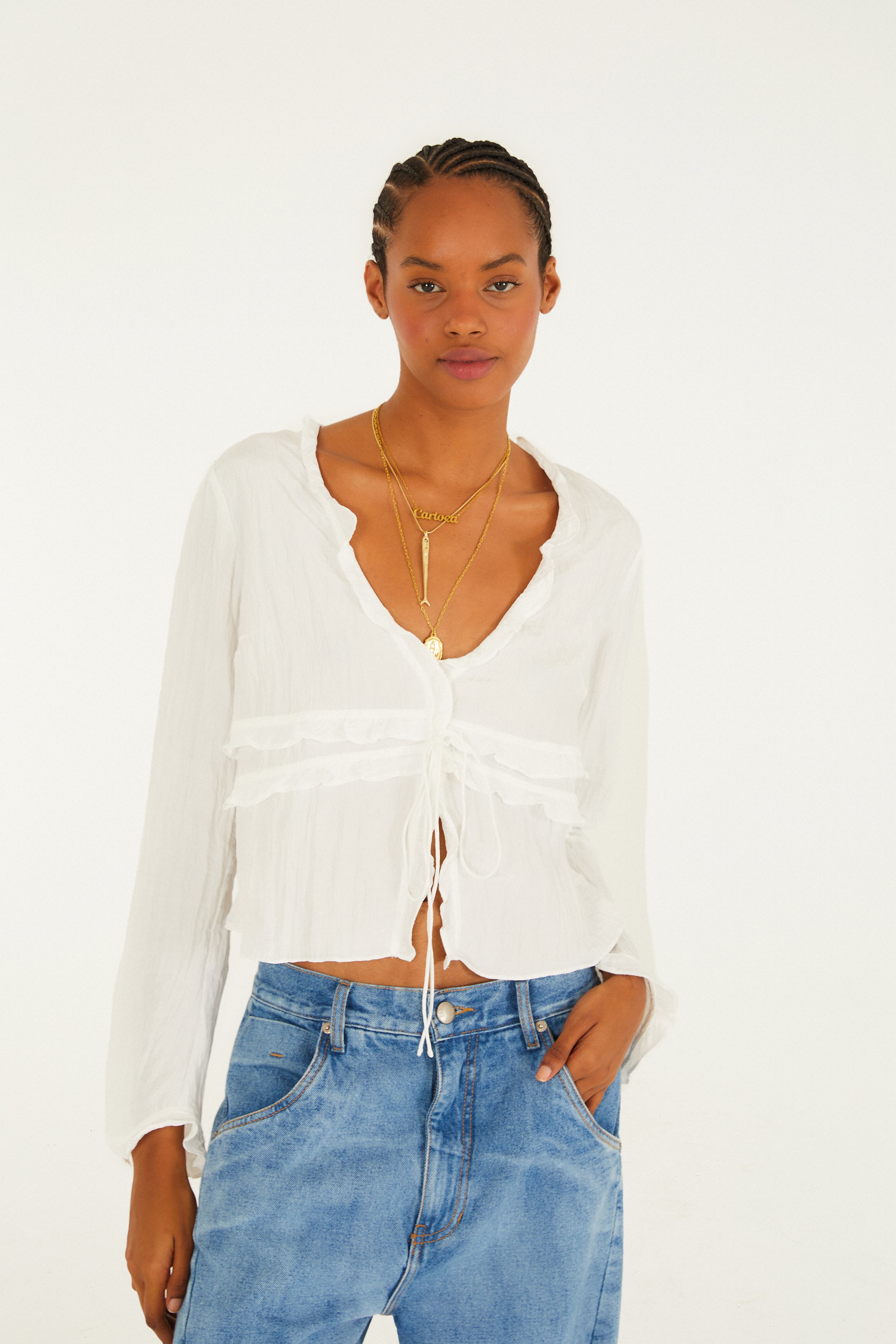 Blusa Mangas Amarração