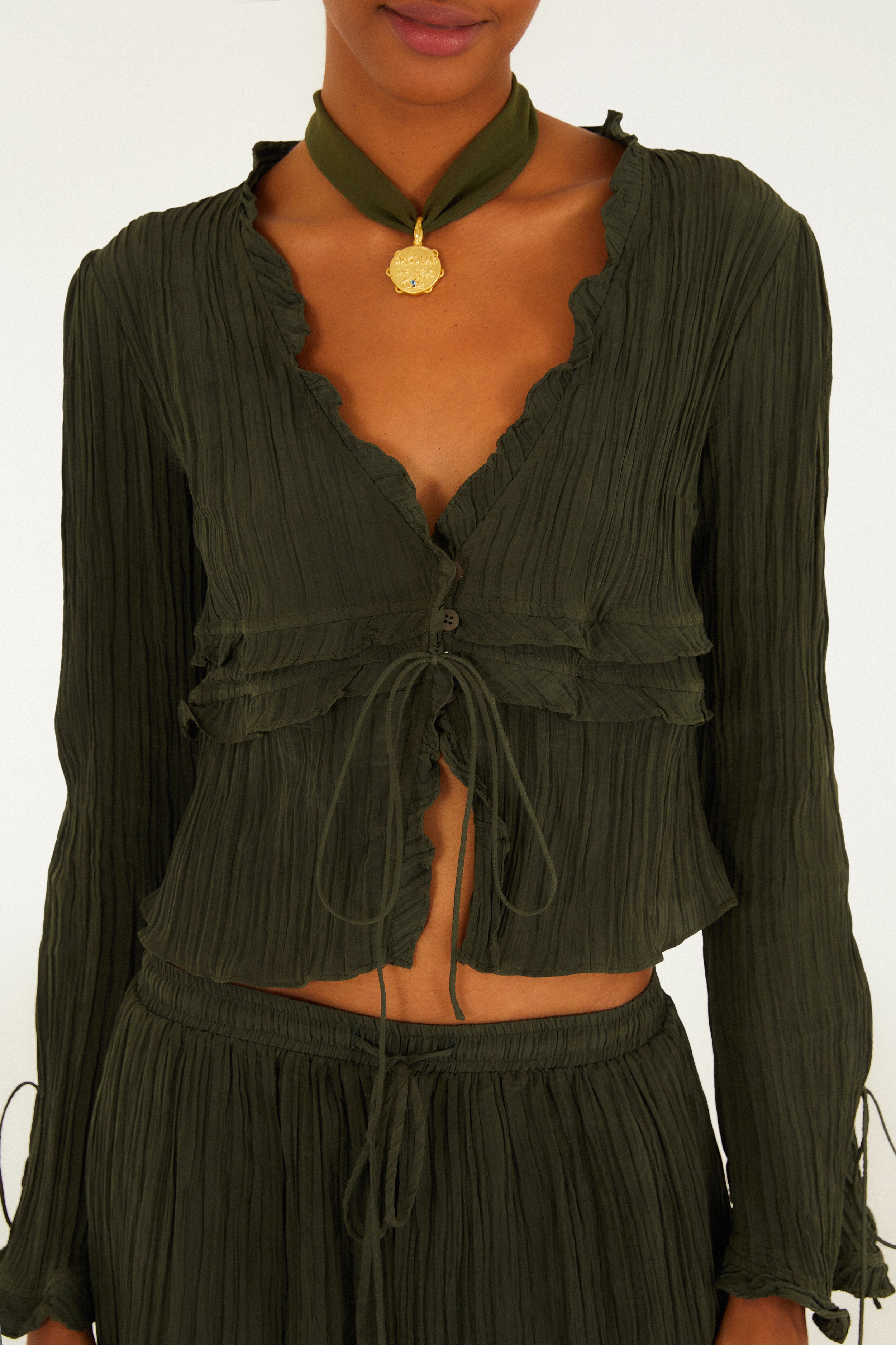Blusa Mangas Amarração