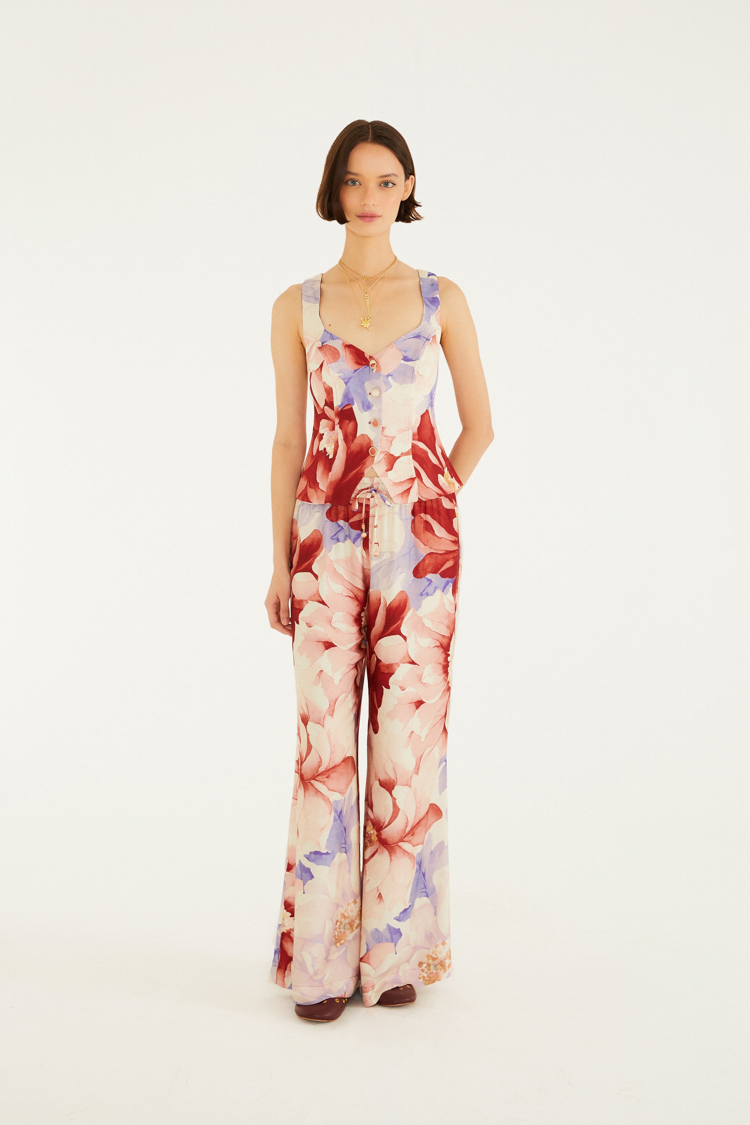 Blusa Colete Estampada Floral Doce