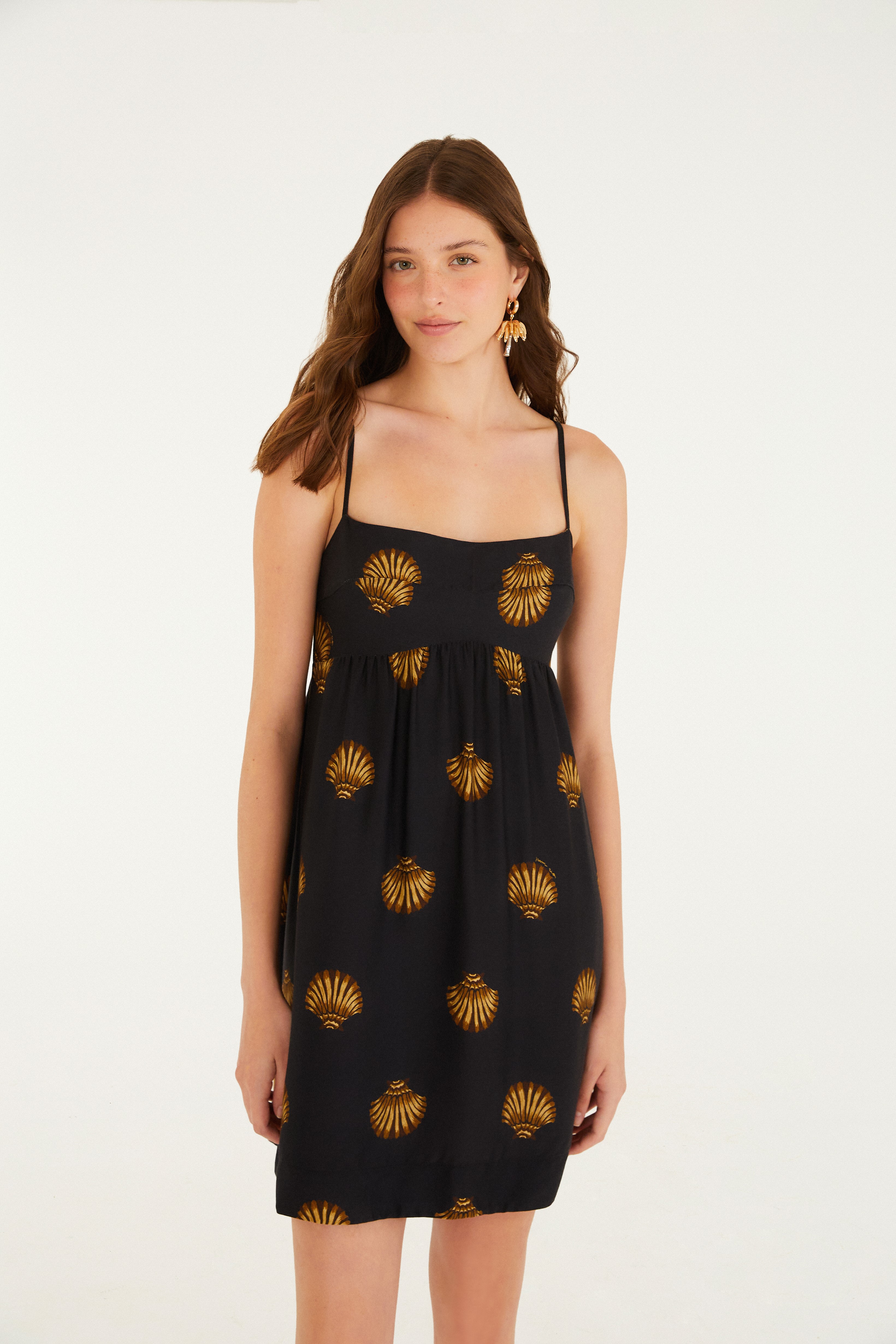Vestido Curto Alças Estampado Conchita