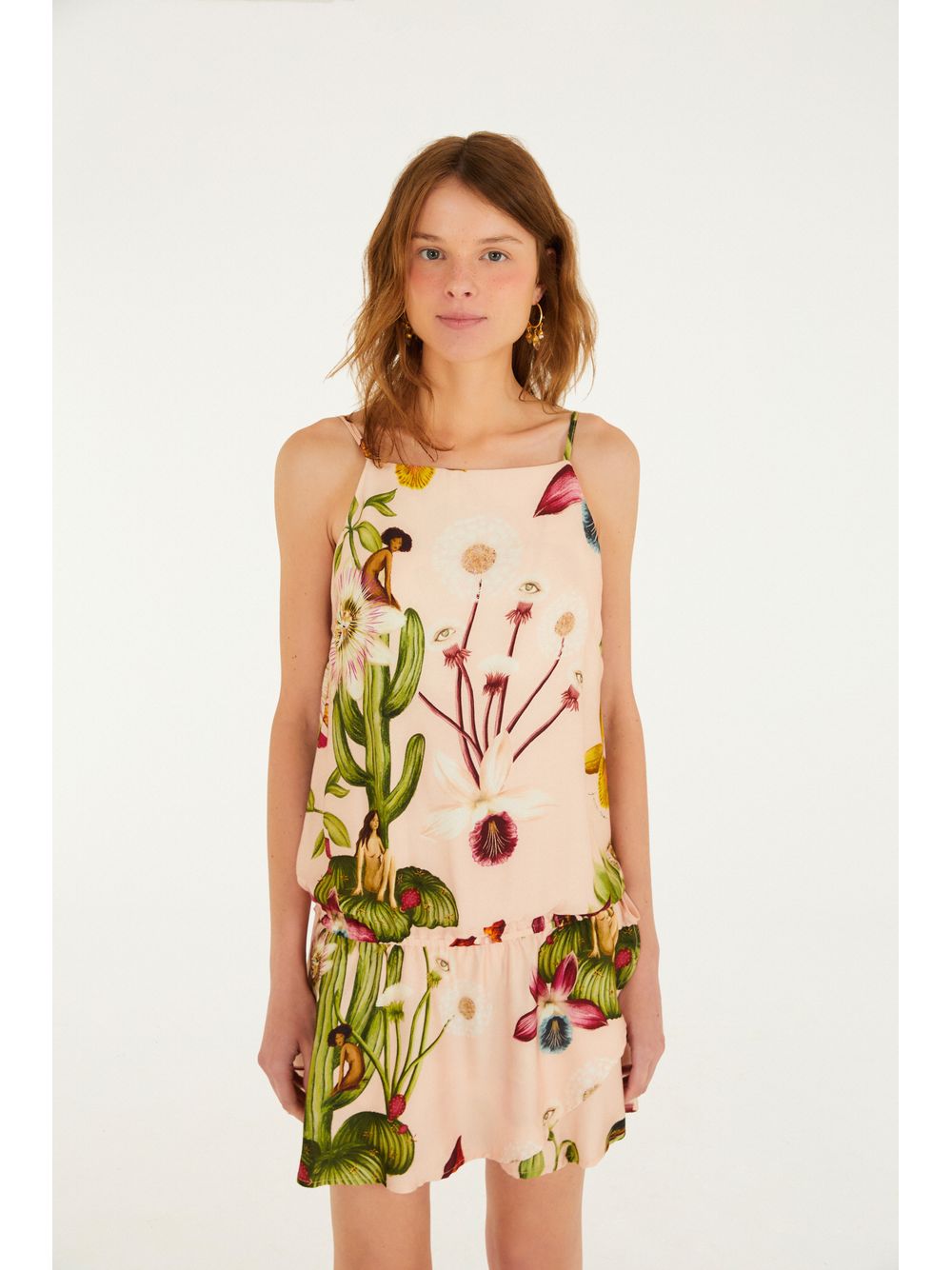 Farm — Vestido Curto Estampado Jardim Dos Sonhos