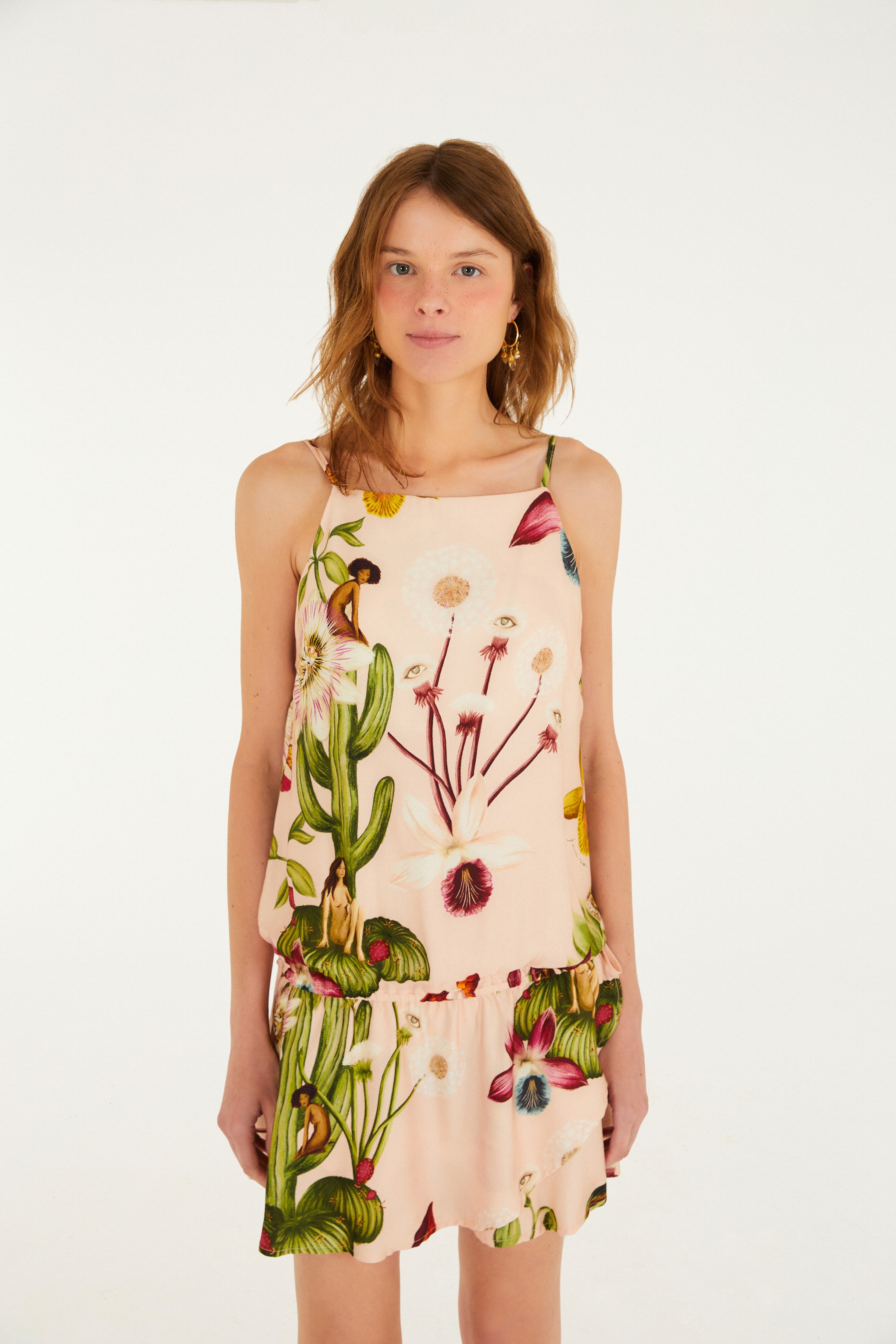Vestido Curto Estampado Jardim Dos Sonhos