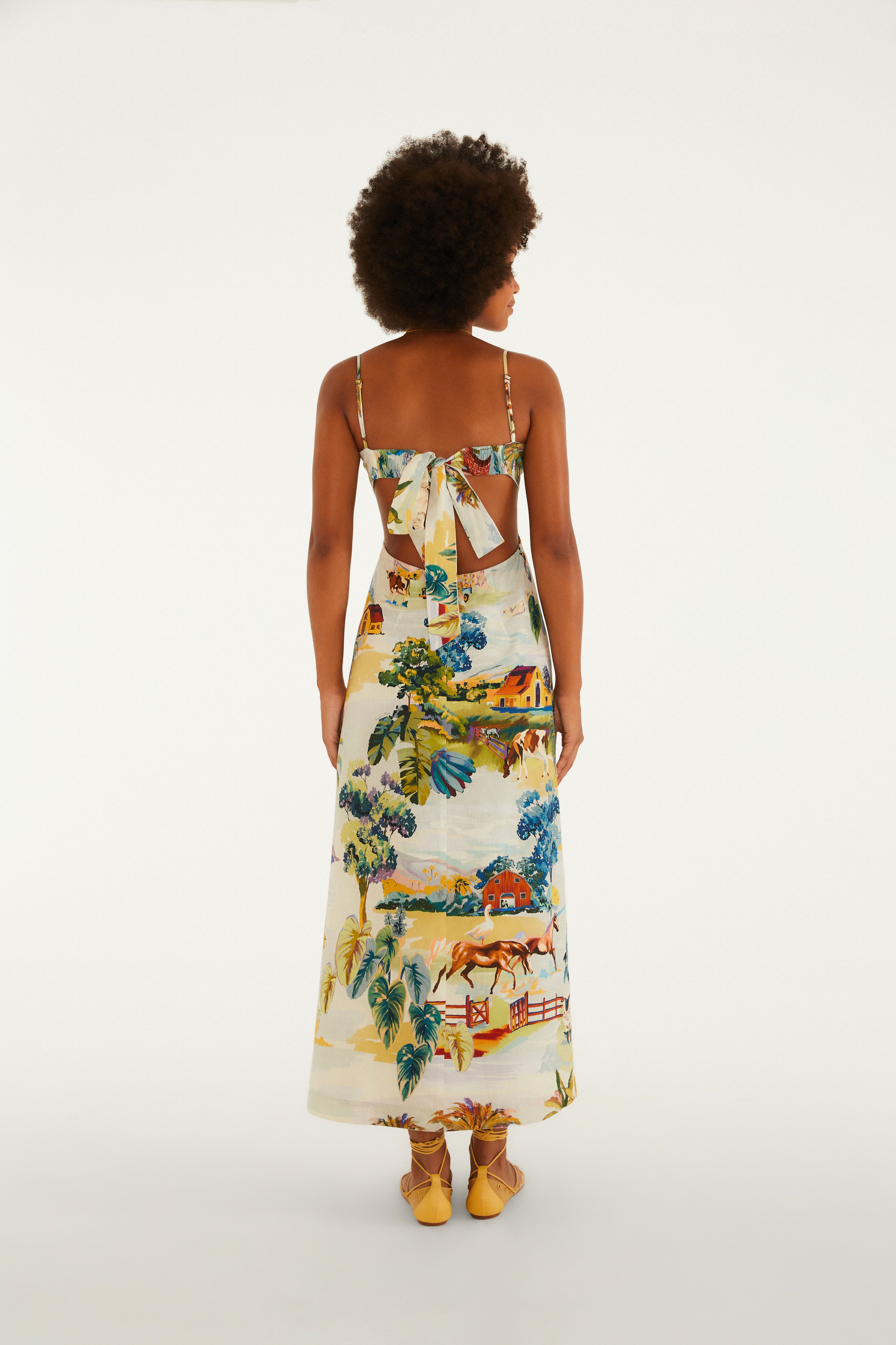 Vestido Midi Estampado Fazenda