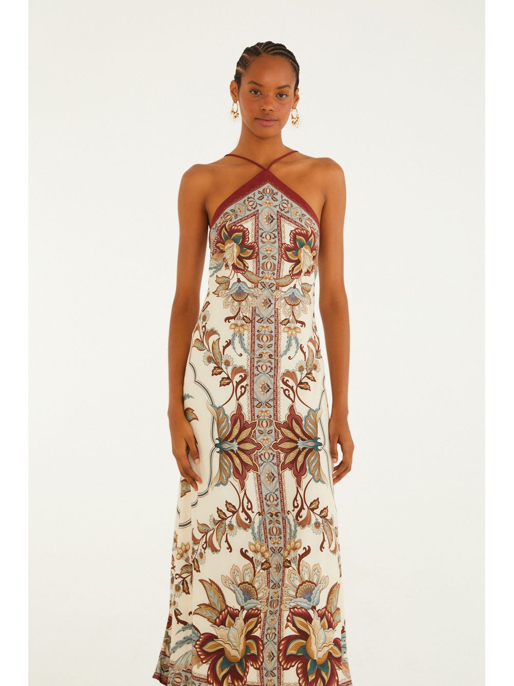Farm — Vestido Cropped Estampado Jardim Majestoso