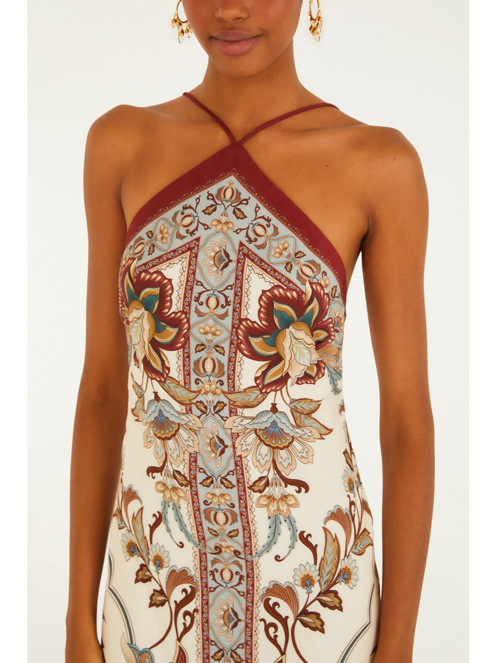 Farm — Vestido Cropped Estampado Jardim Majestoso