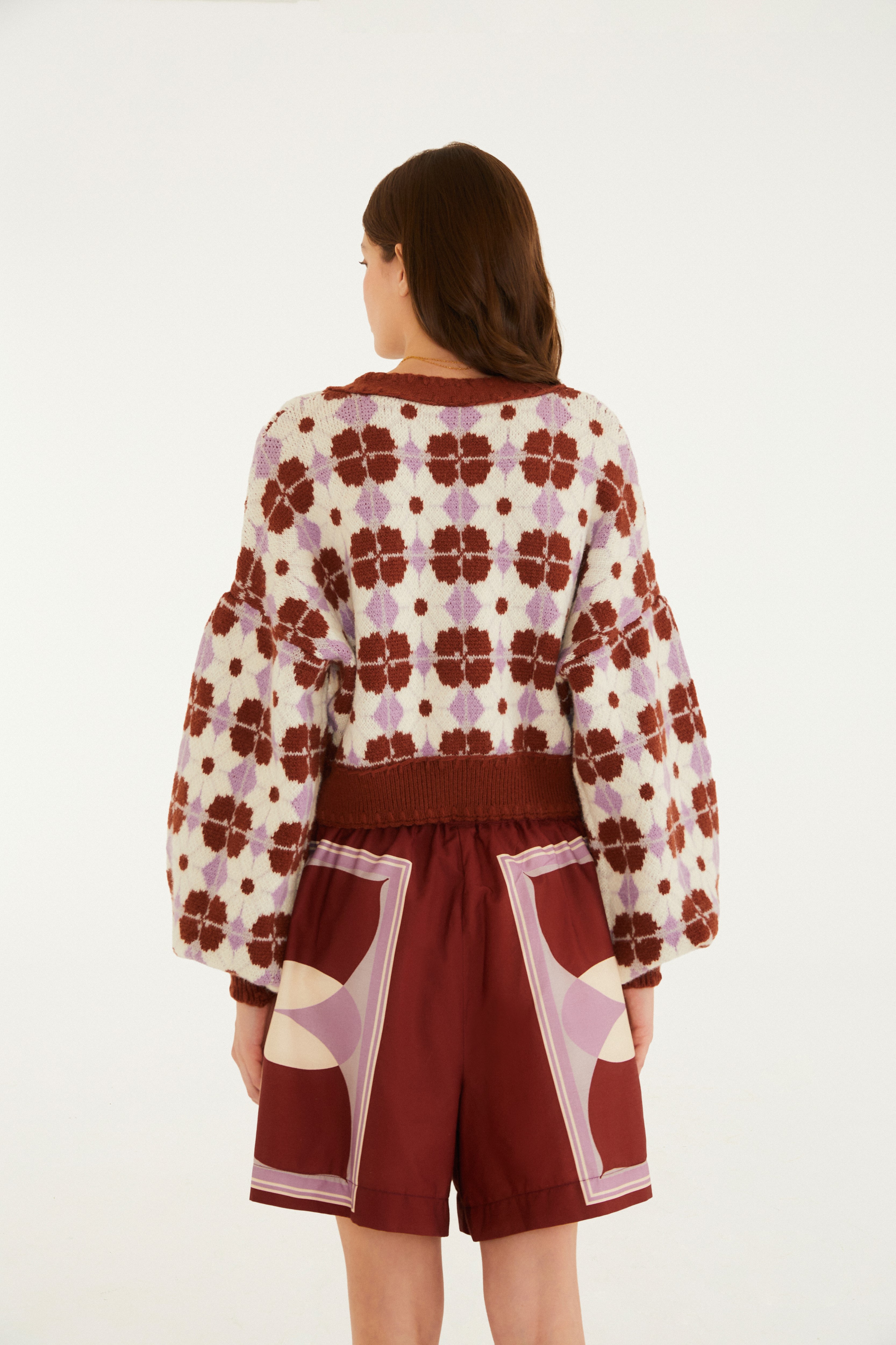 Bermuda Estampada Floral Gráfico Lilás