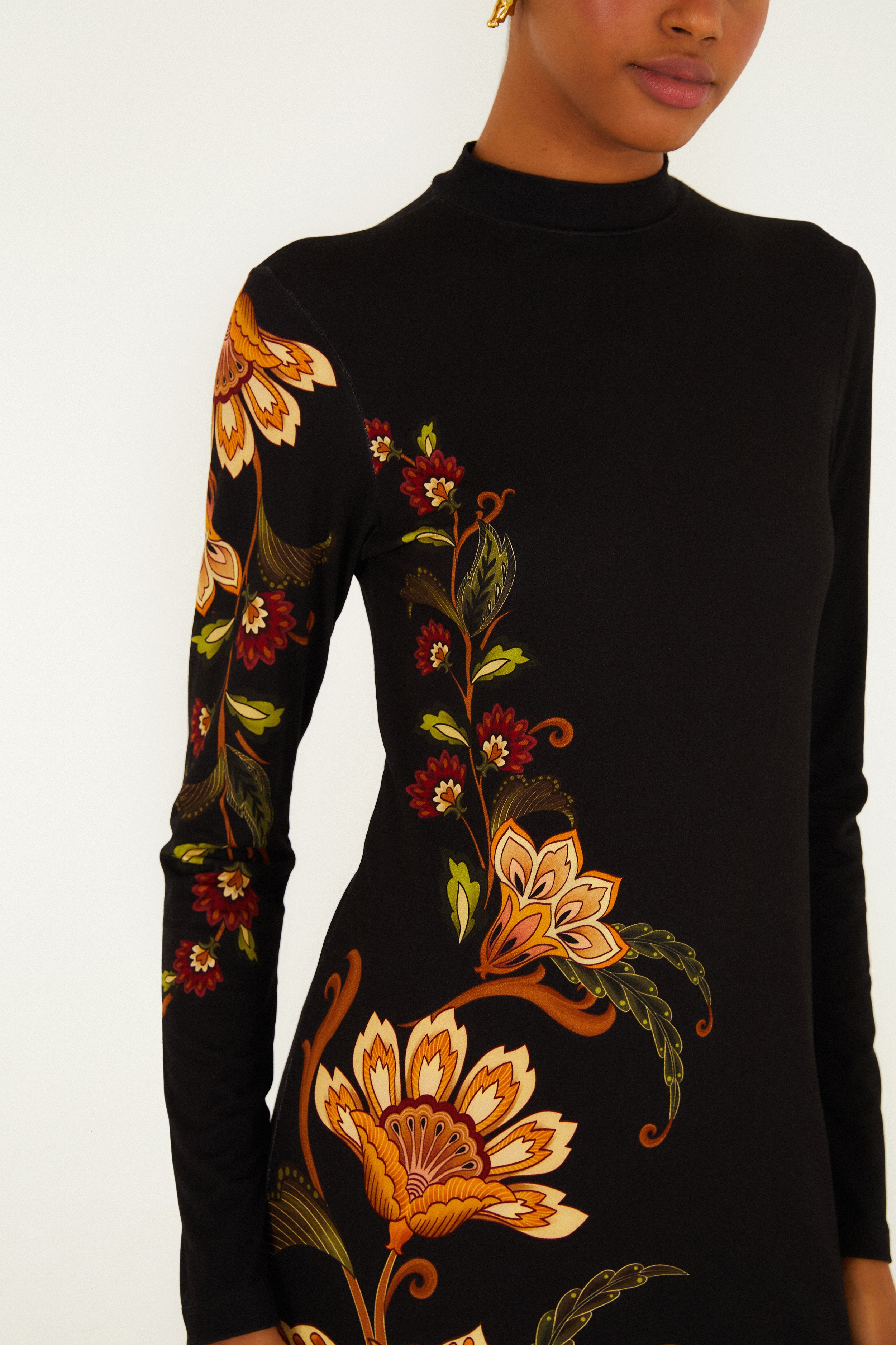 Vestido Midi Estampado Jardim Majestoso