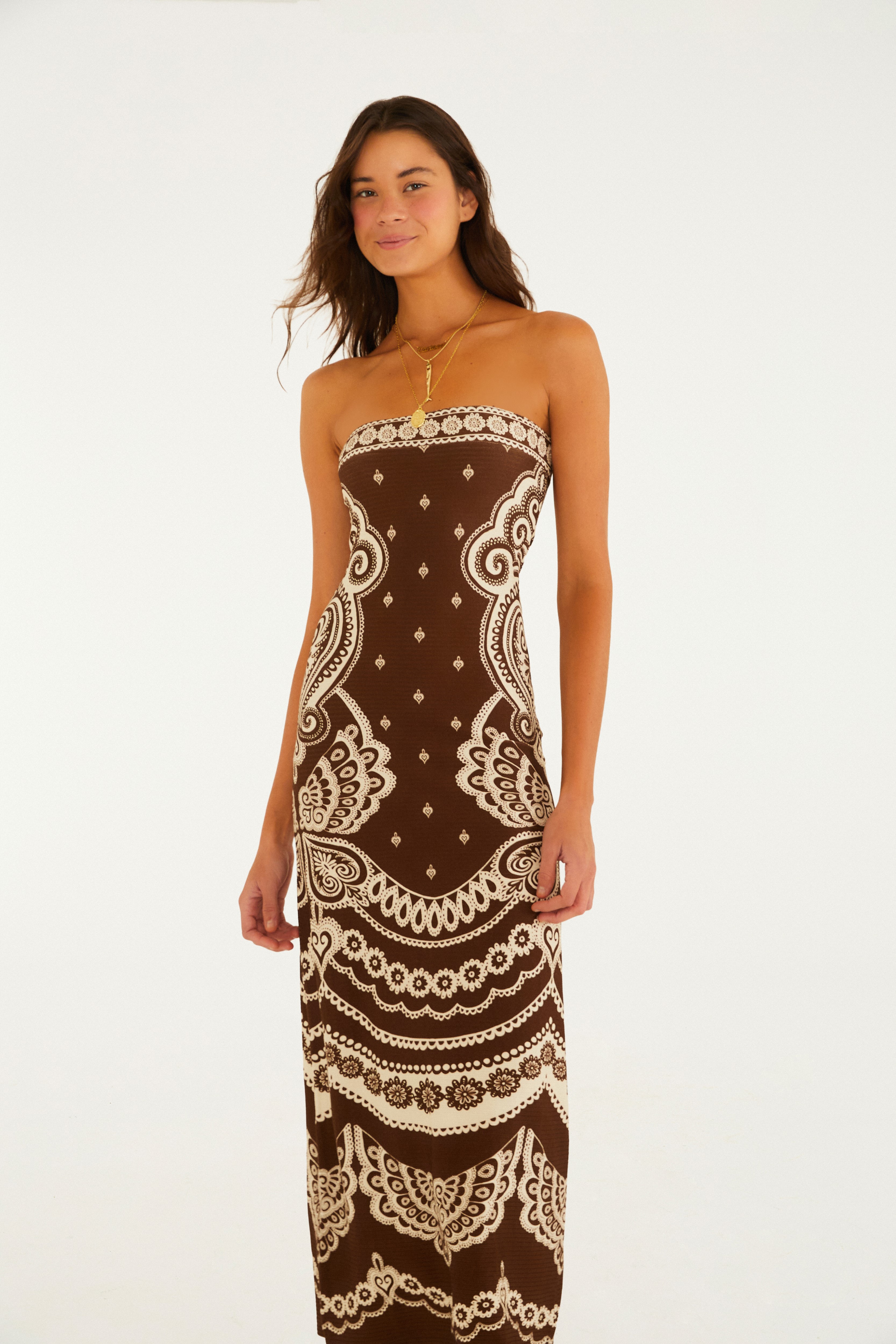 Vestido Sem Alça Estampado Nicole