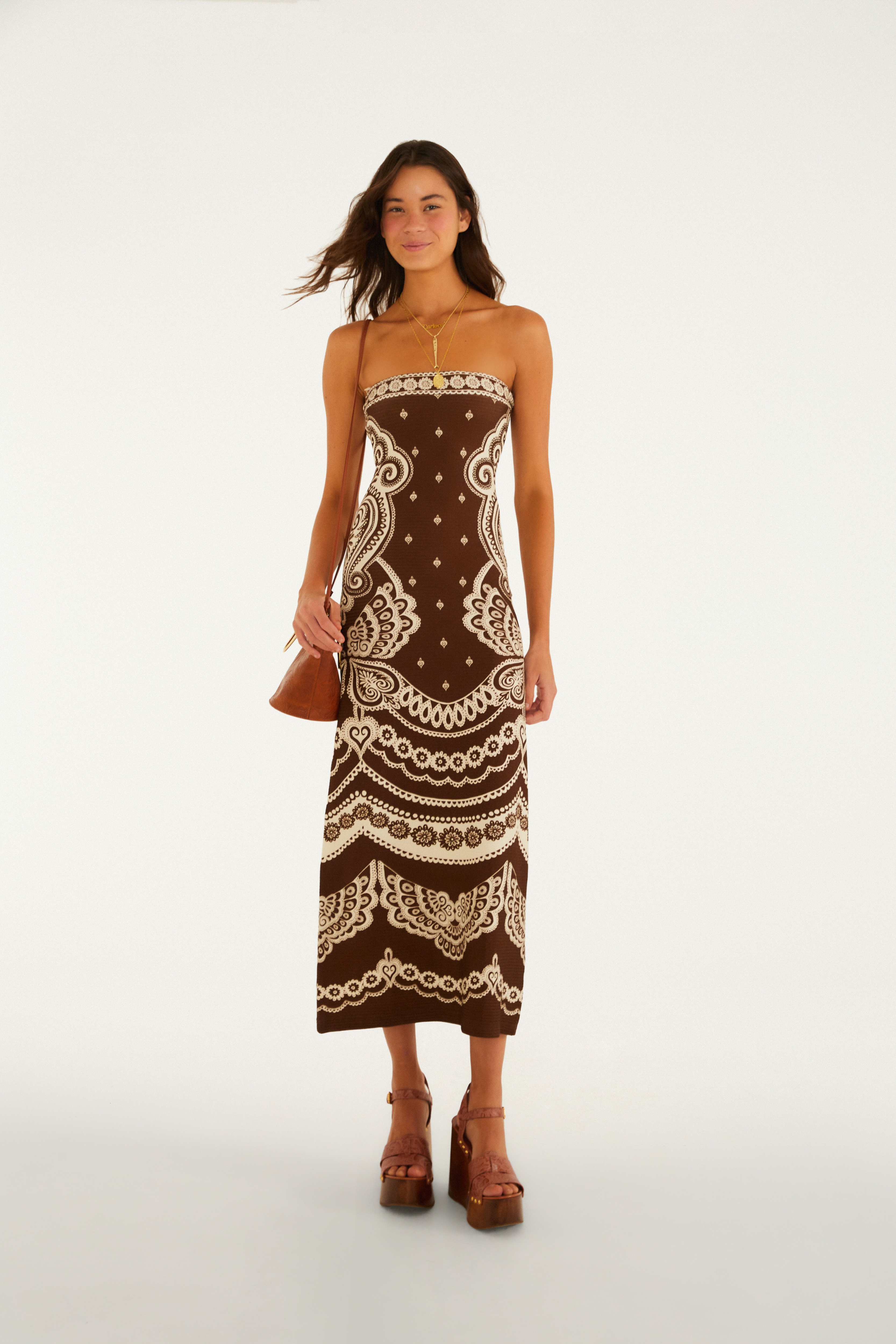 Vestido Sem Alça Estampado Nicole