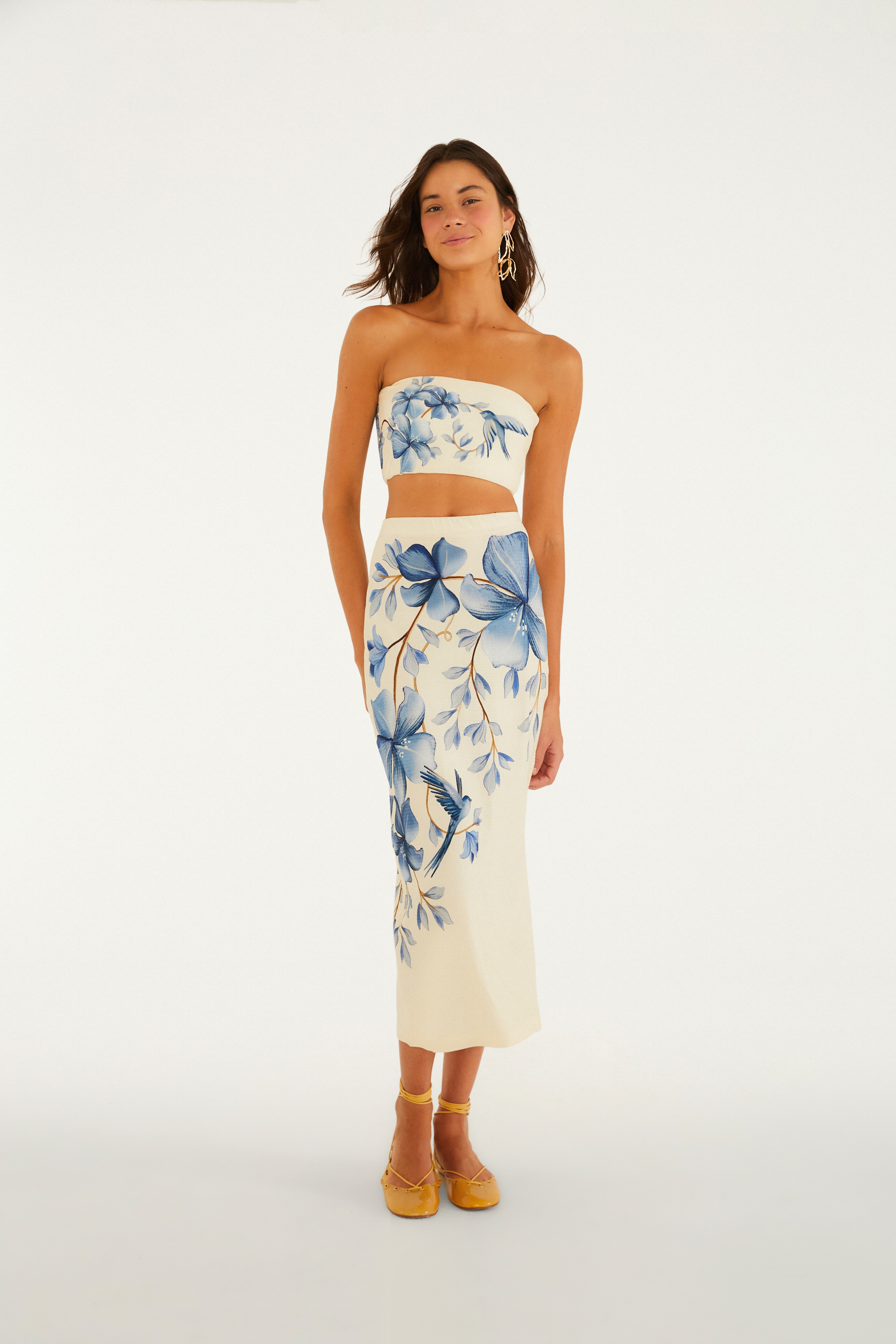 Top Reto Estampado Voo Em Flor