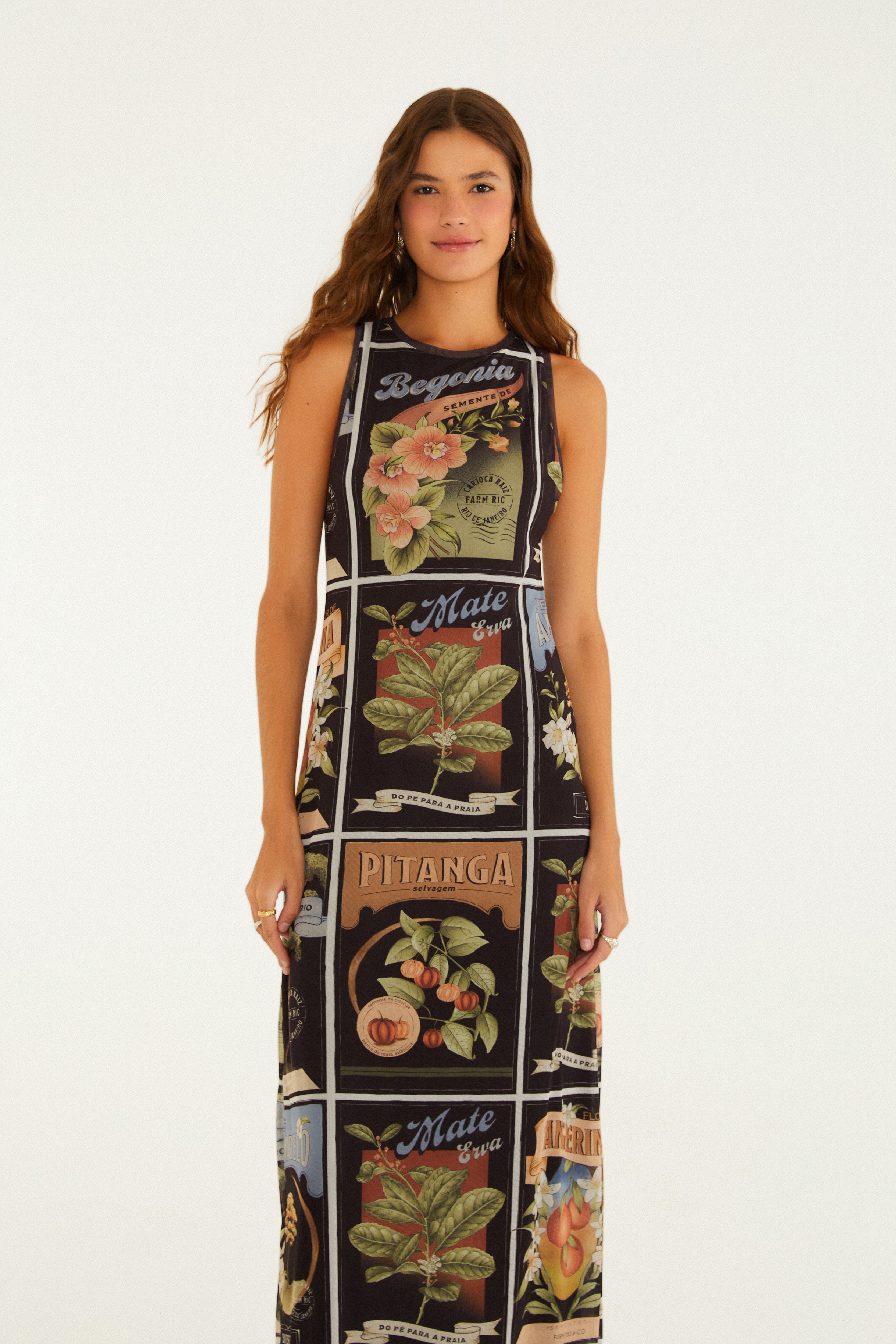 Vestido Tule Estampado Selos Do Brasil