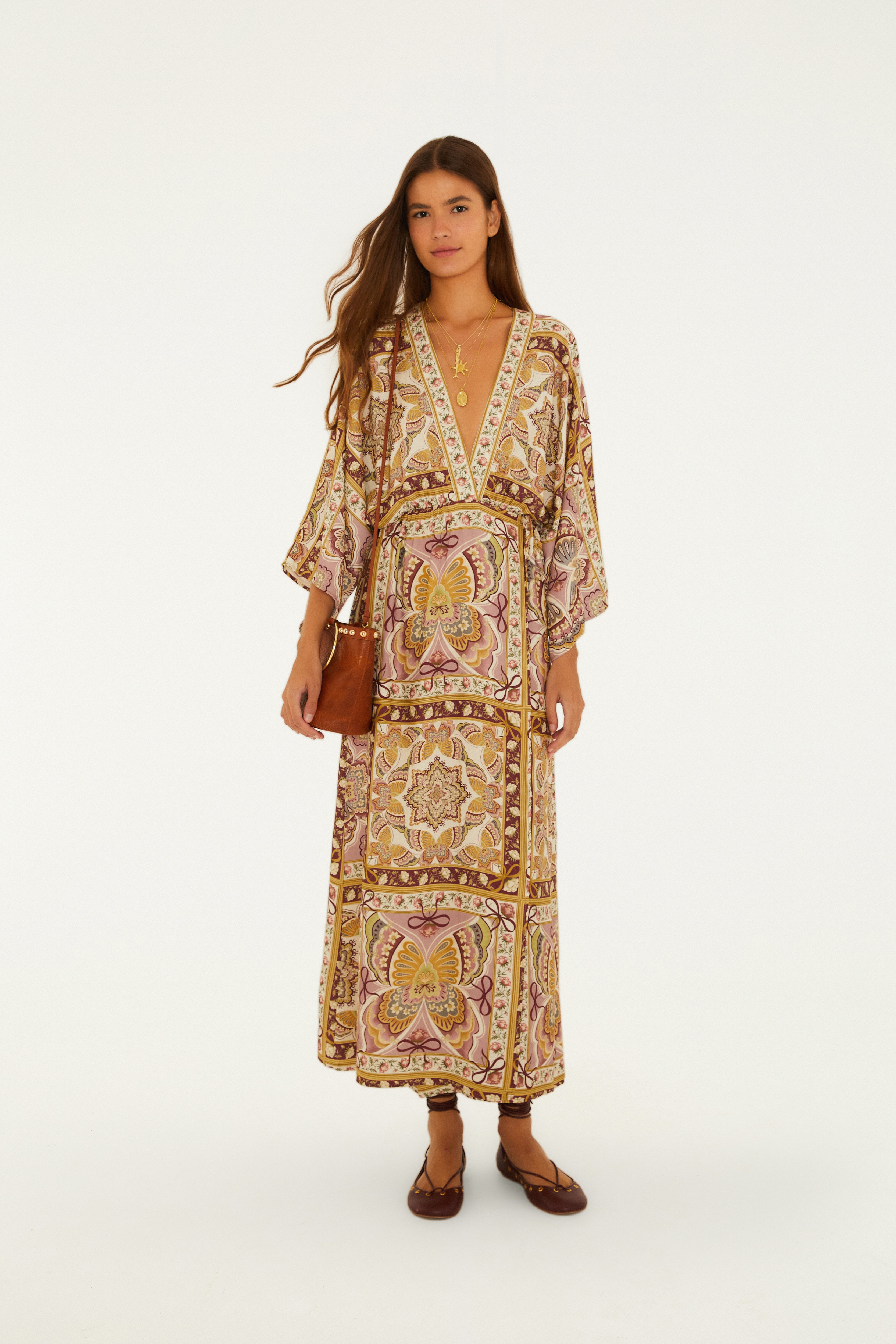 Vestido Transpasse Estampado Sophie