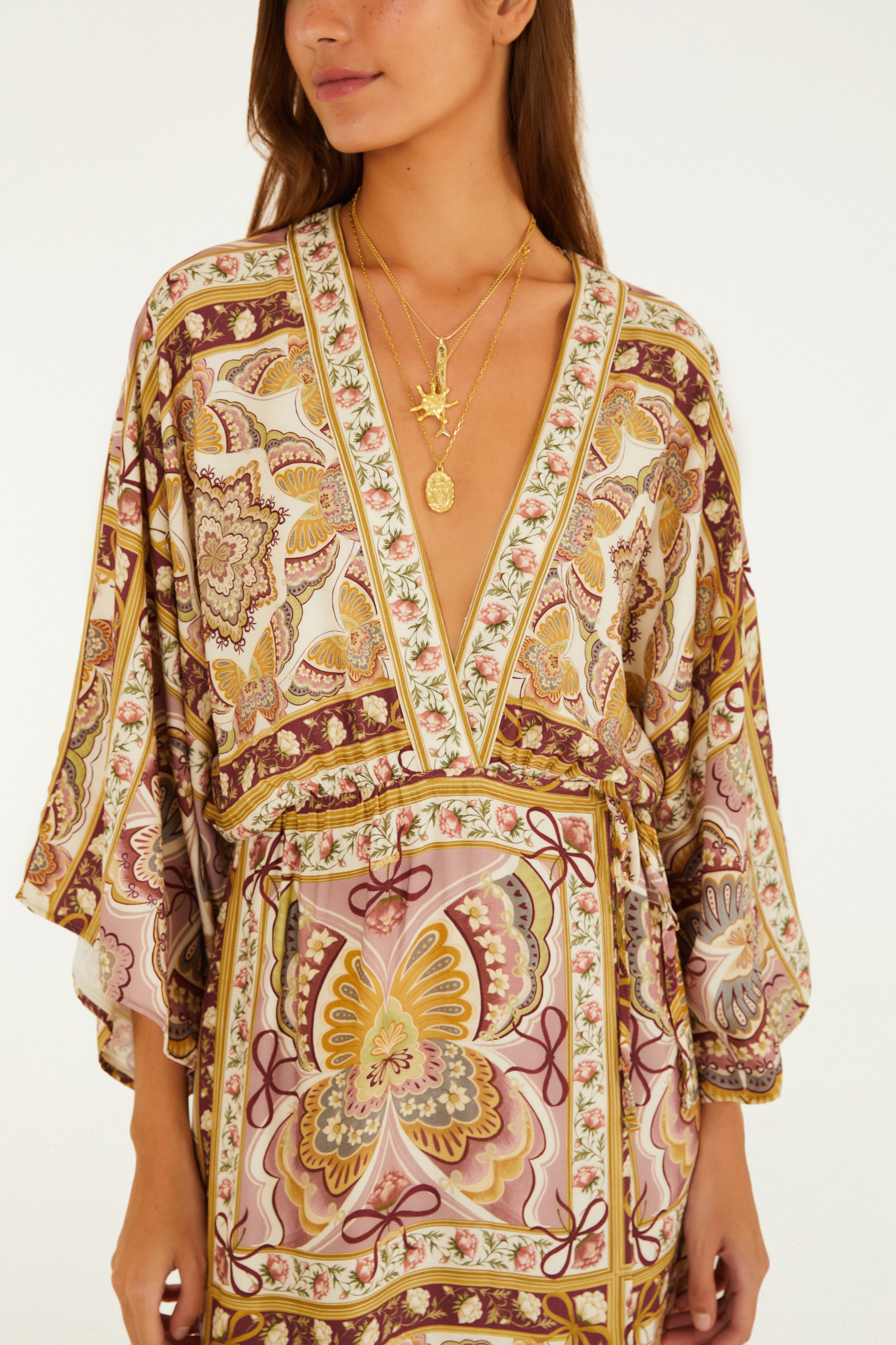 Vestido Transpasse Estampado Sophie
