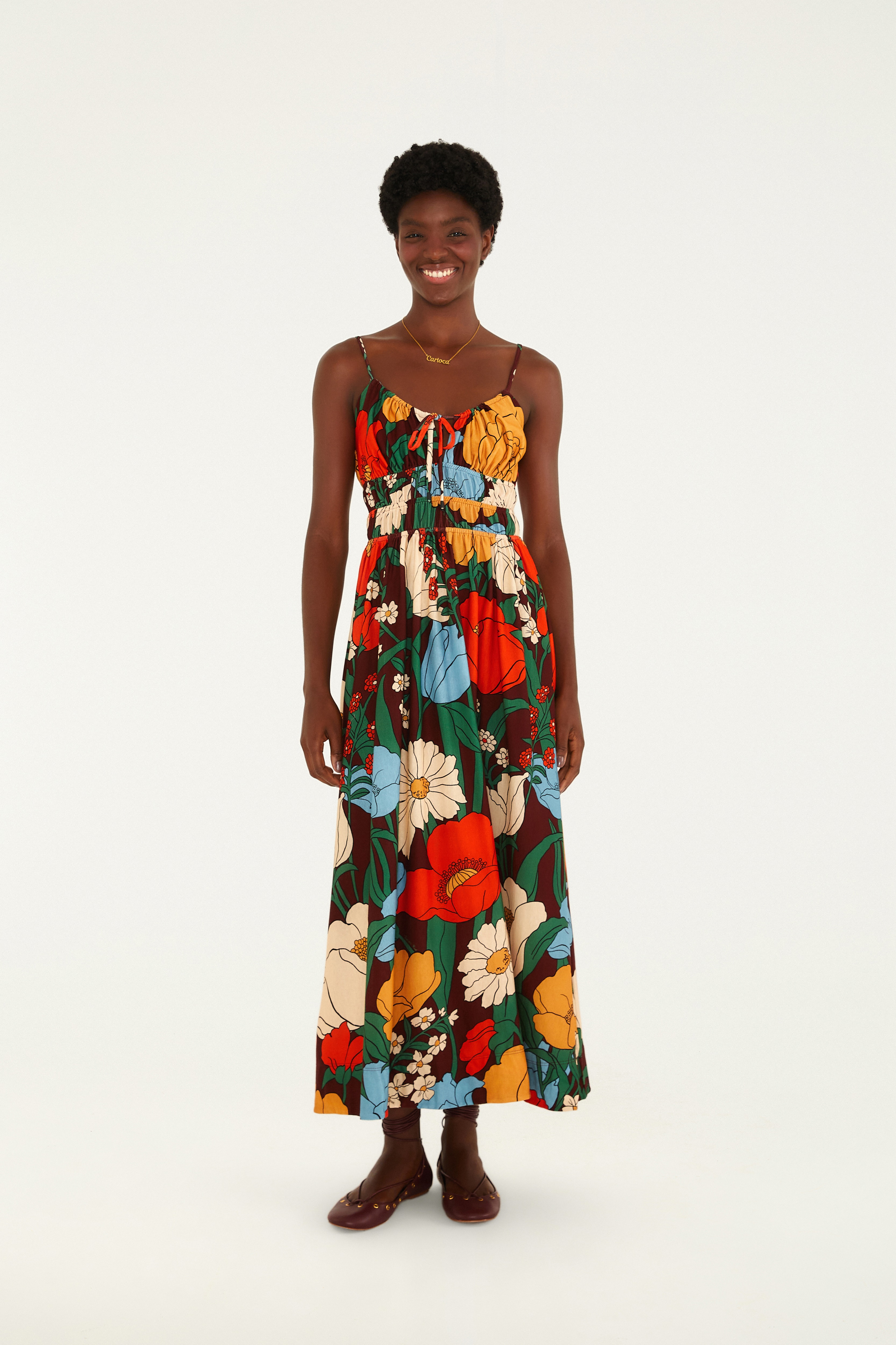 Vestido Cropped Estampado Floral Bucólico