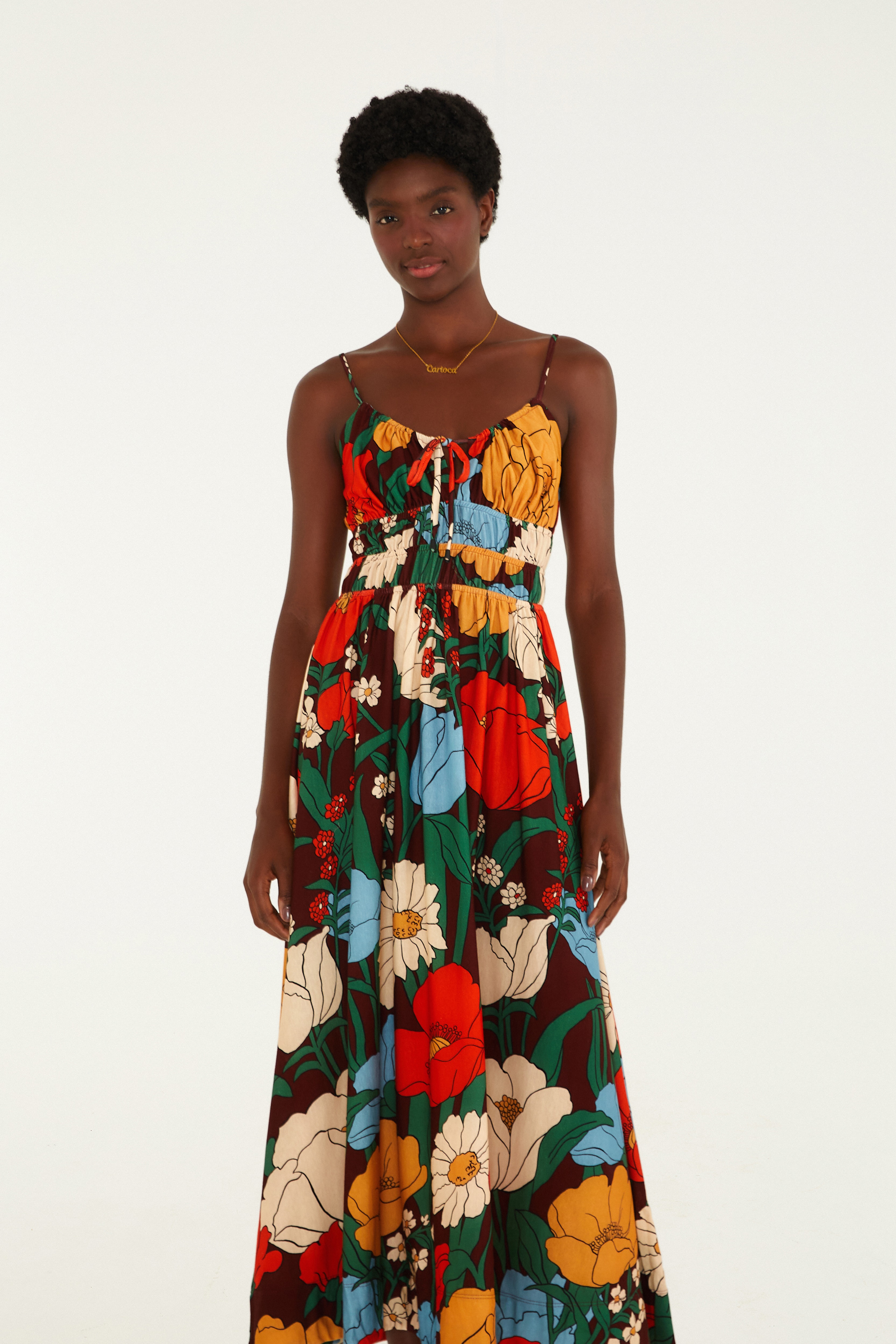 Vestido Cropped Estampado Floral Bucólico