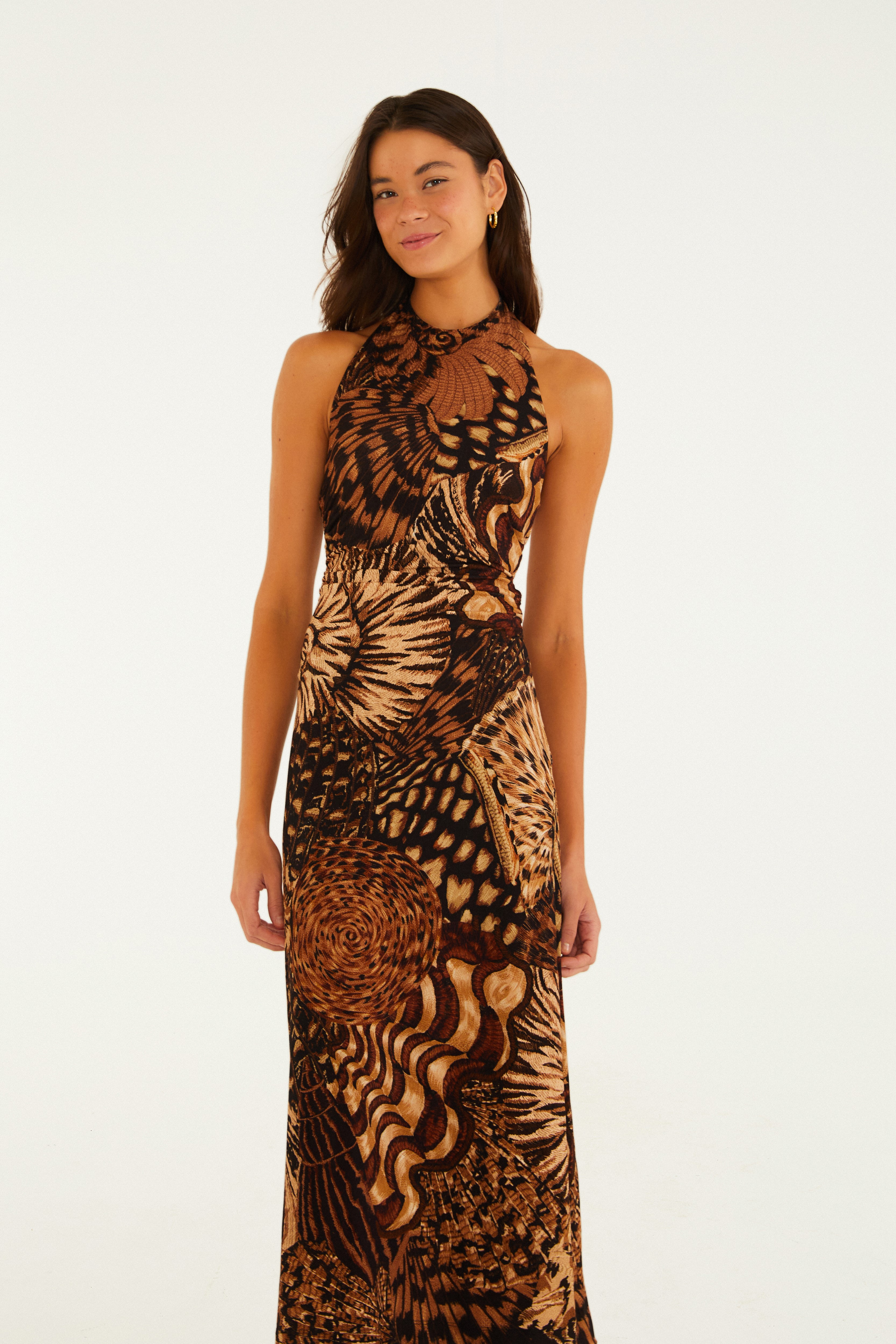 Vestido Cropped Estampado Camu