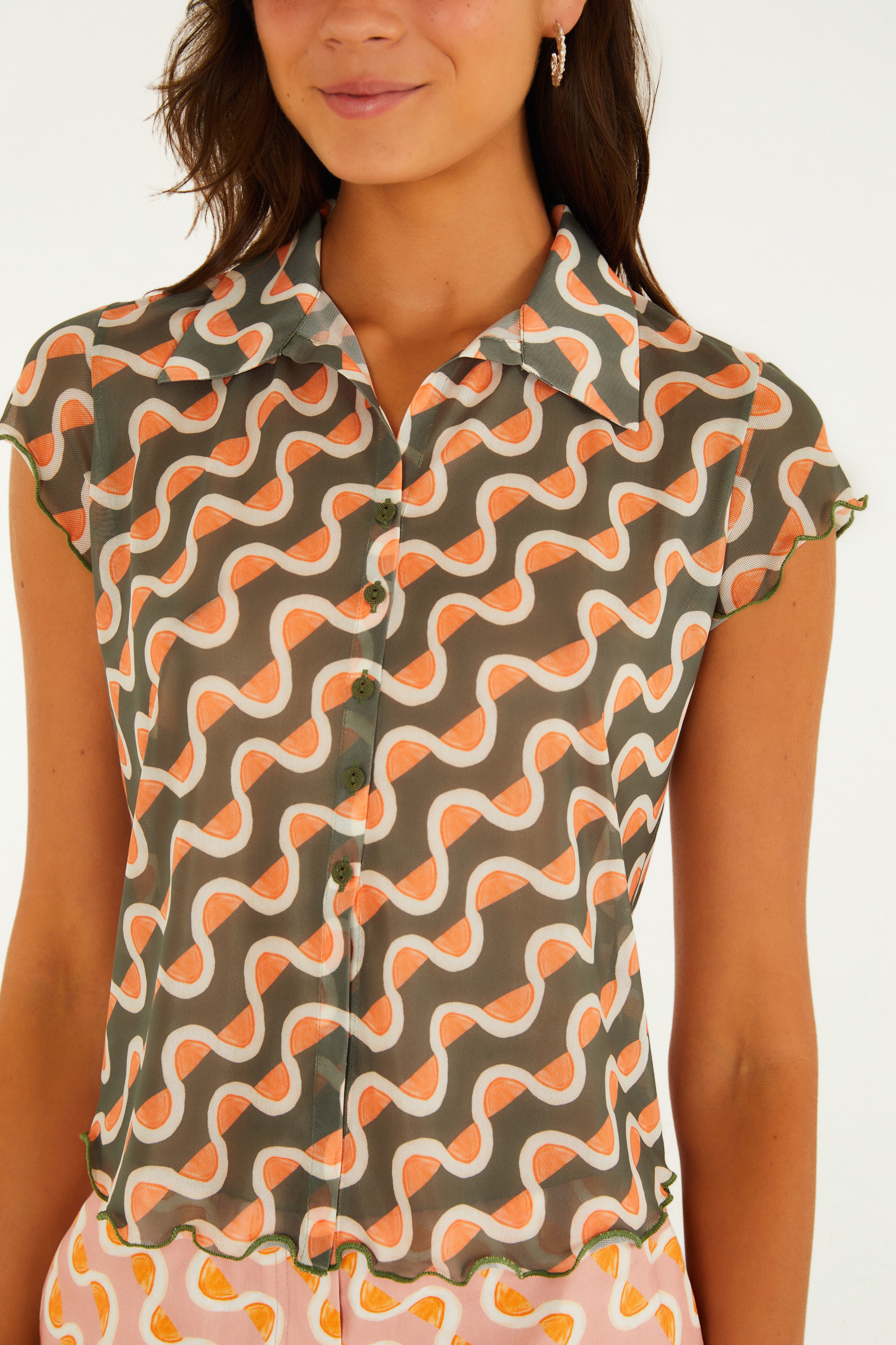 Blusa Tule Estampada Da Gema