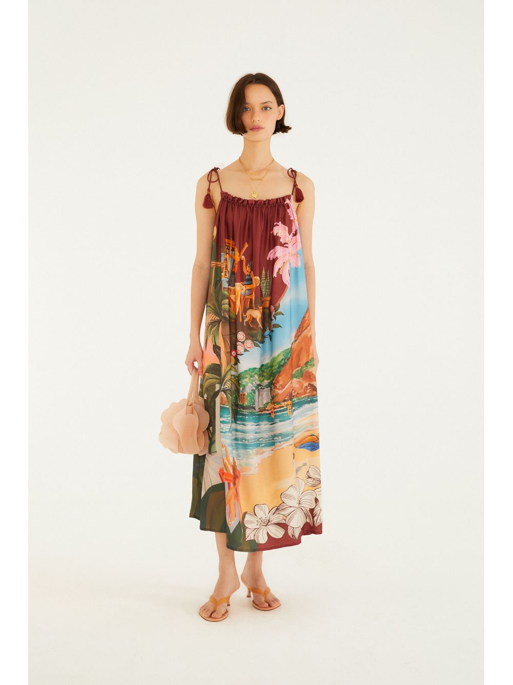 Farm — Vestido Longo Estampado Lenços Cariocas
