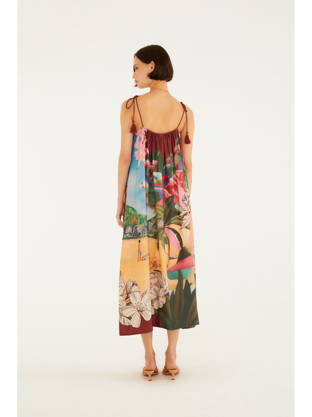 Farm — Vestido Longo Estampado Lenços Cariocas