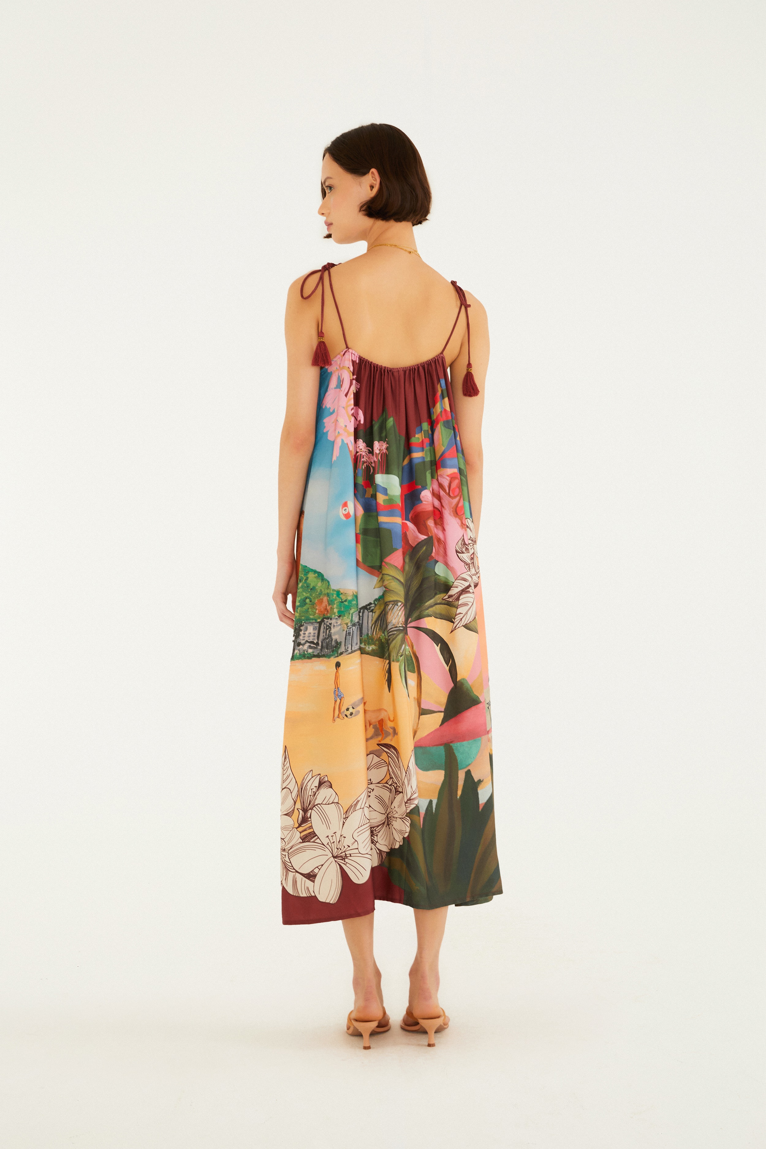 Vestido Longo Estampado Lenços Cariocas