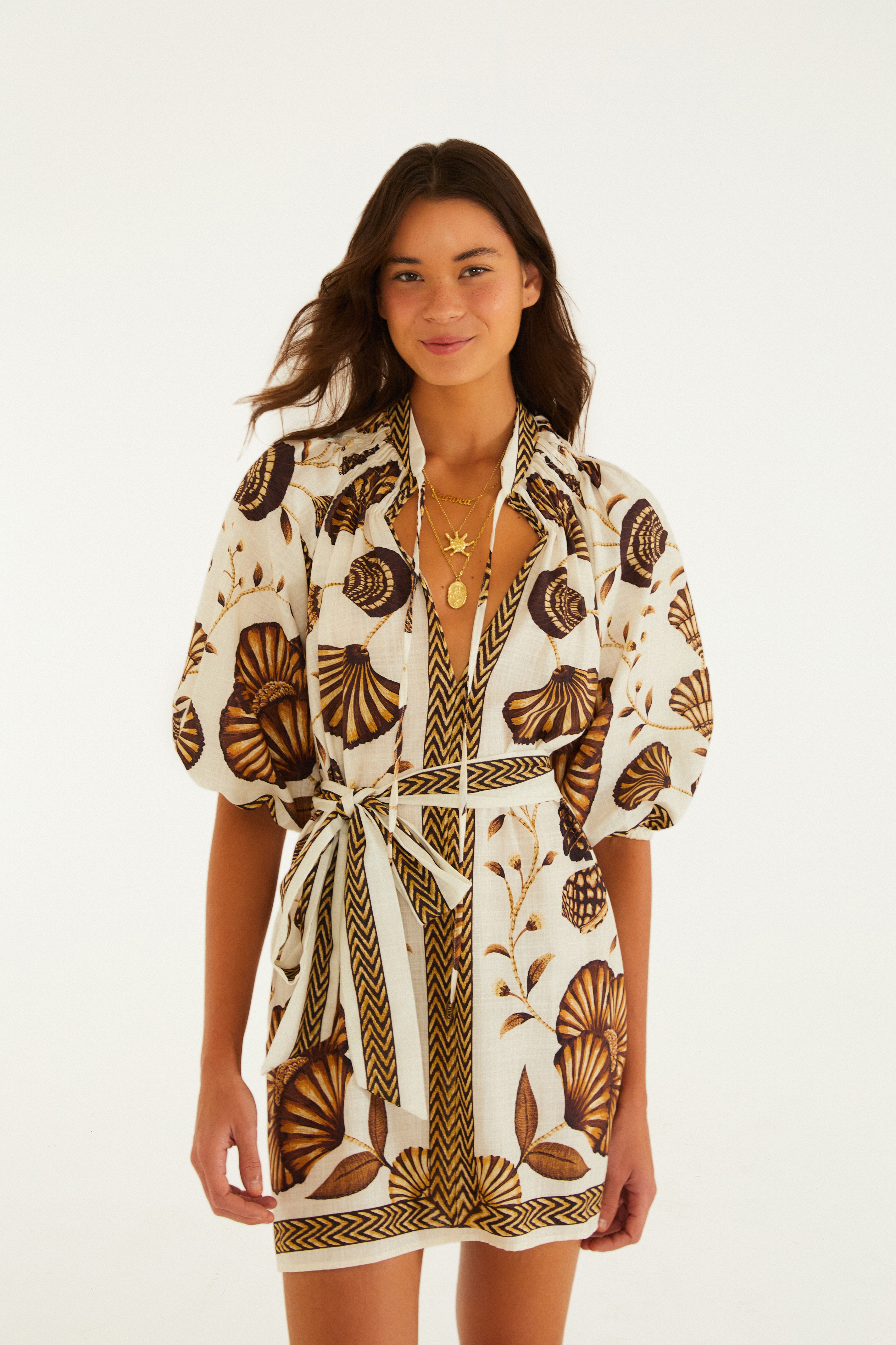 Vestido Curto Estampado Sonho De Concha