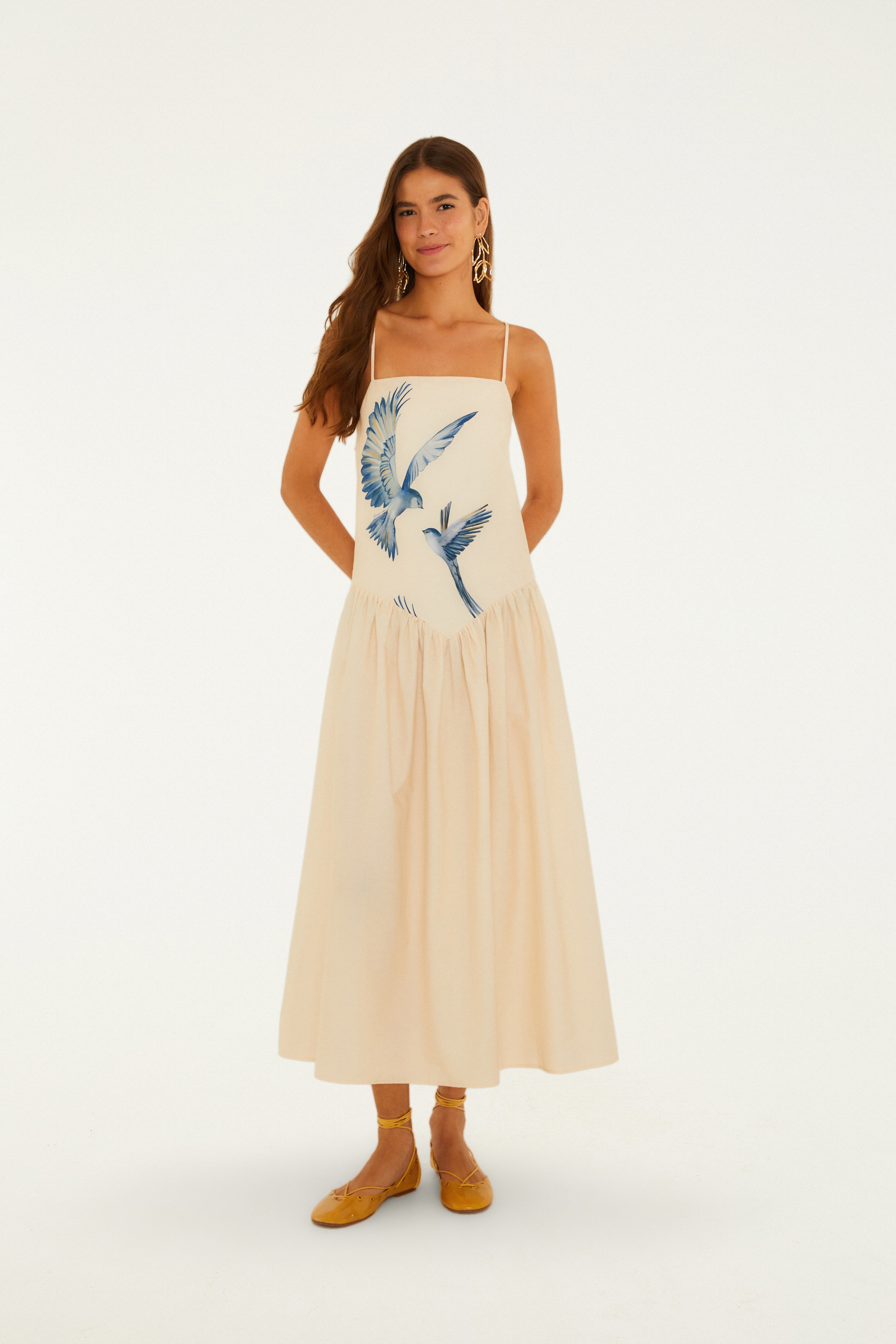 Vestido Longo Estampado Som De Asas
