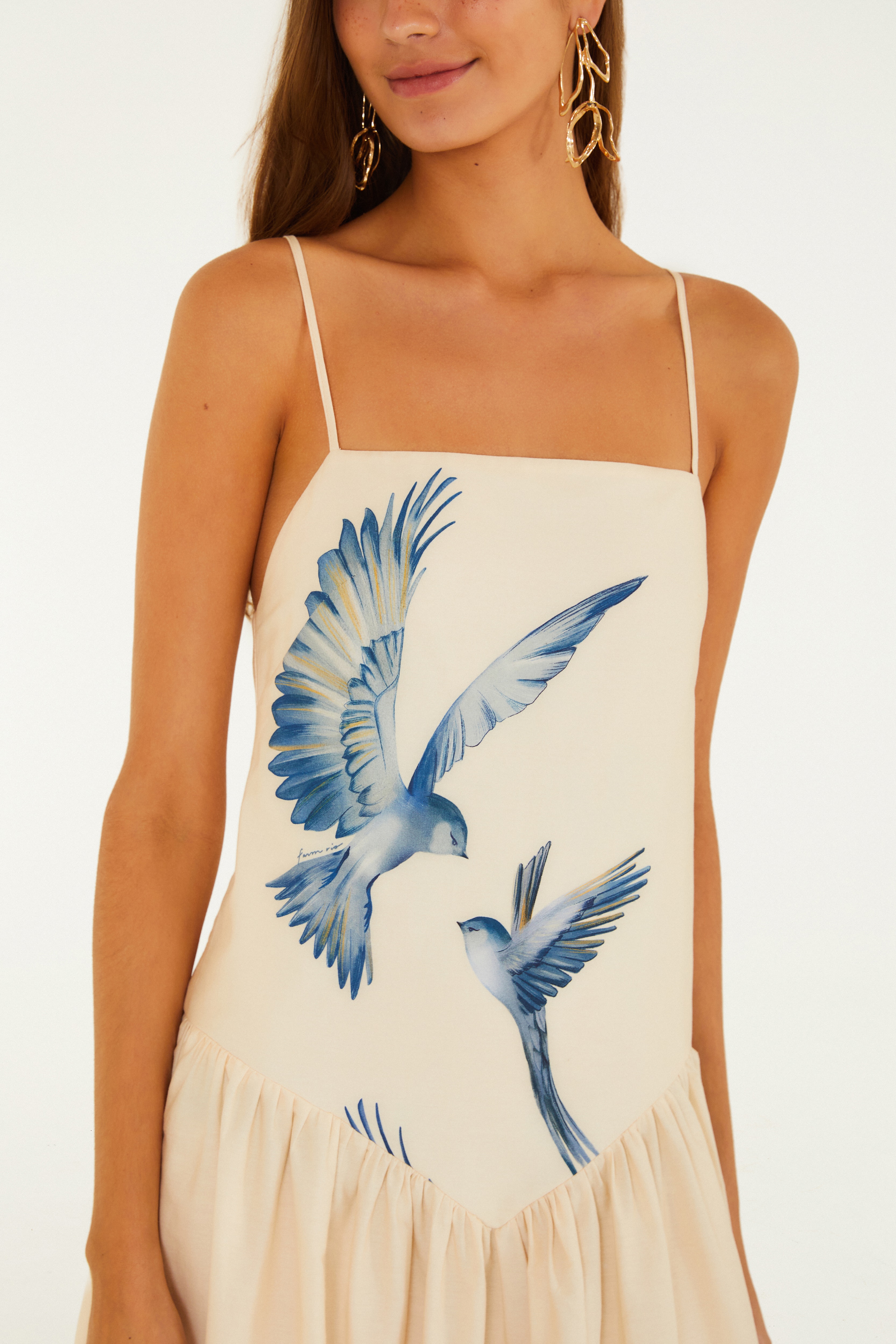 Vestido Longo Estampado Som De Asas
