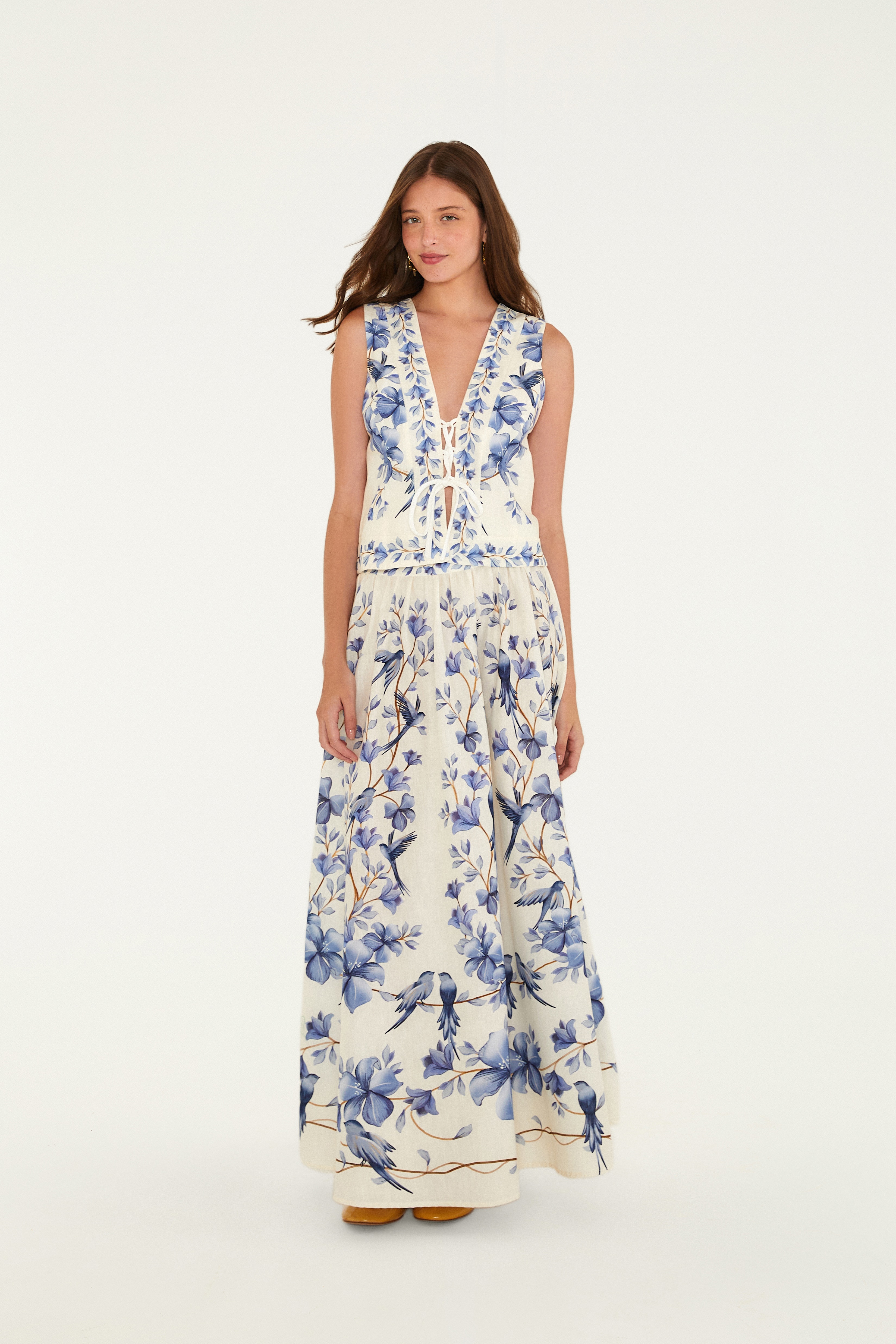 Saia Estampada Voo Em Flor