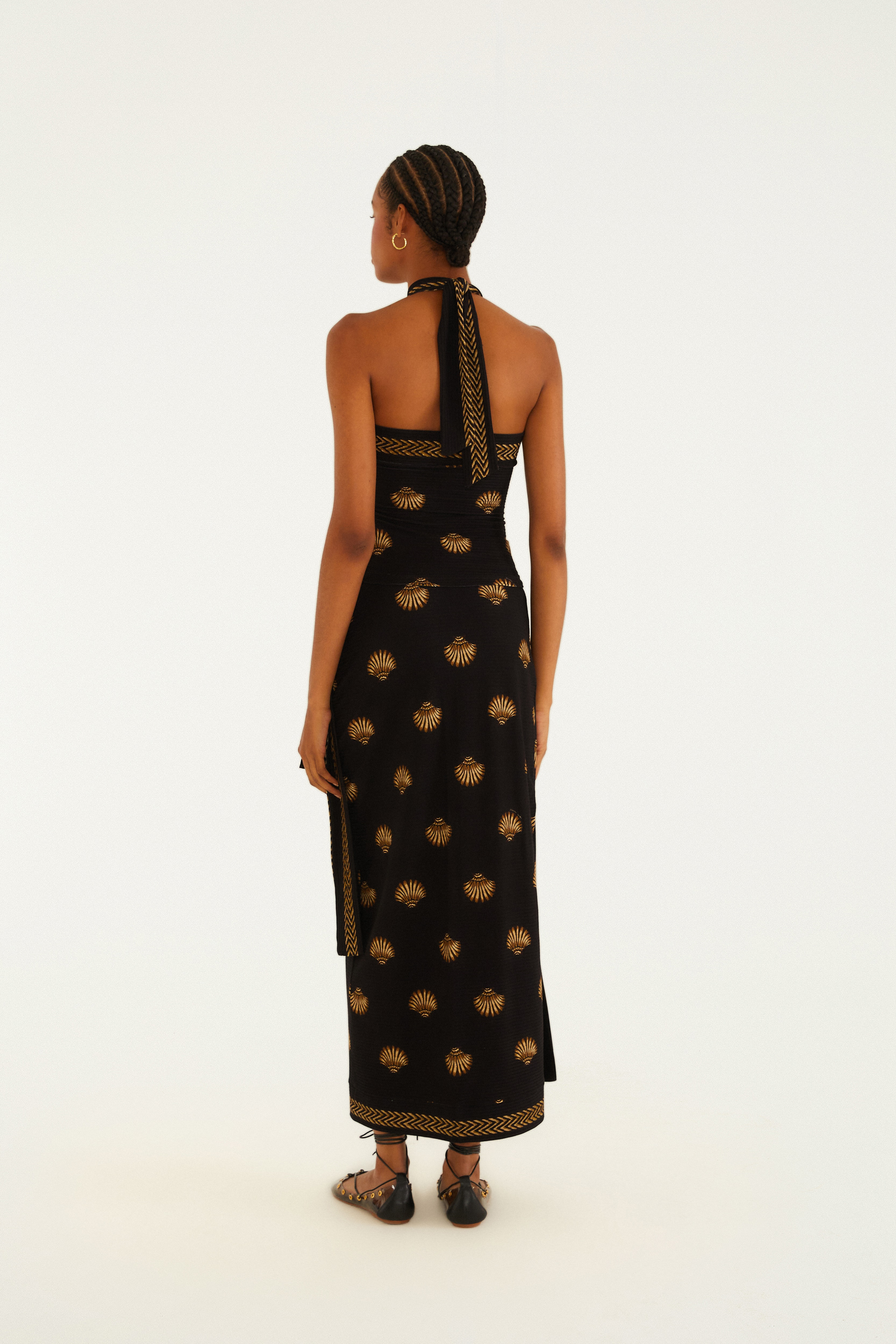 Saia Midi Transpasse Estampada Conchita