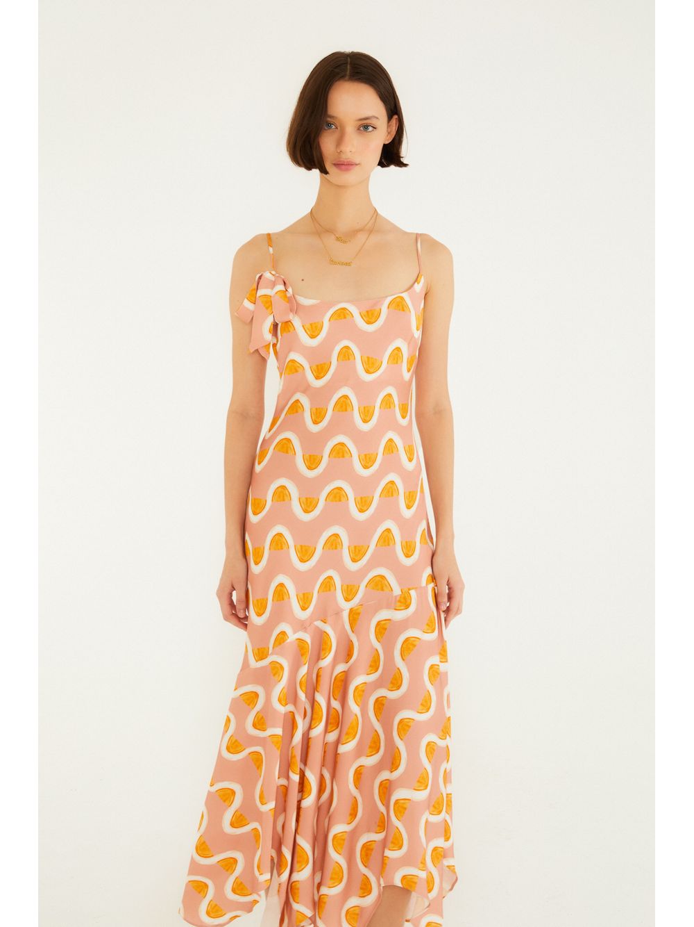 Farm — Vestido Pontas Estampado Da Gema Rosa