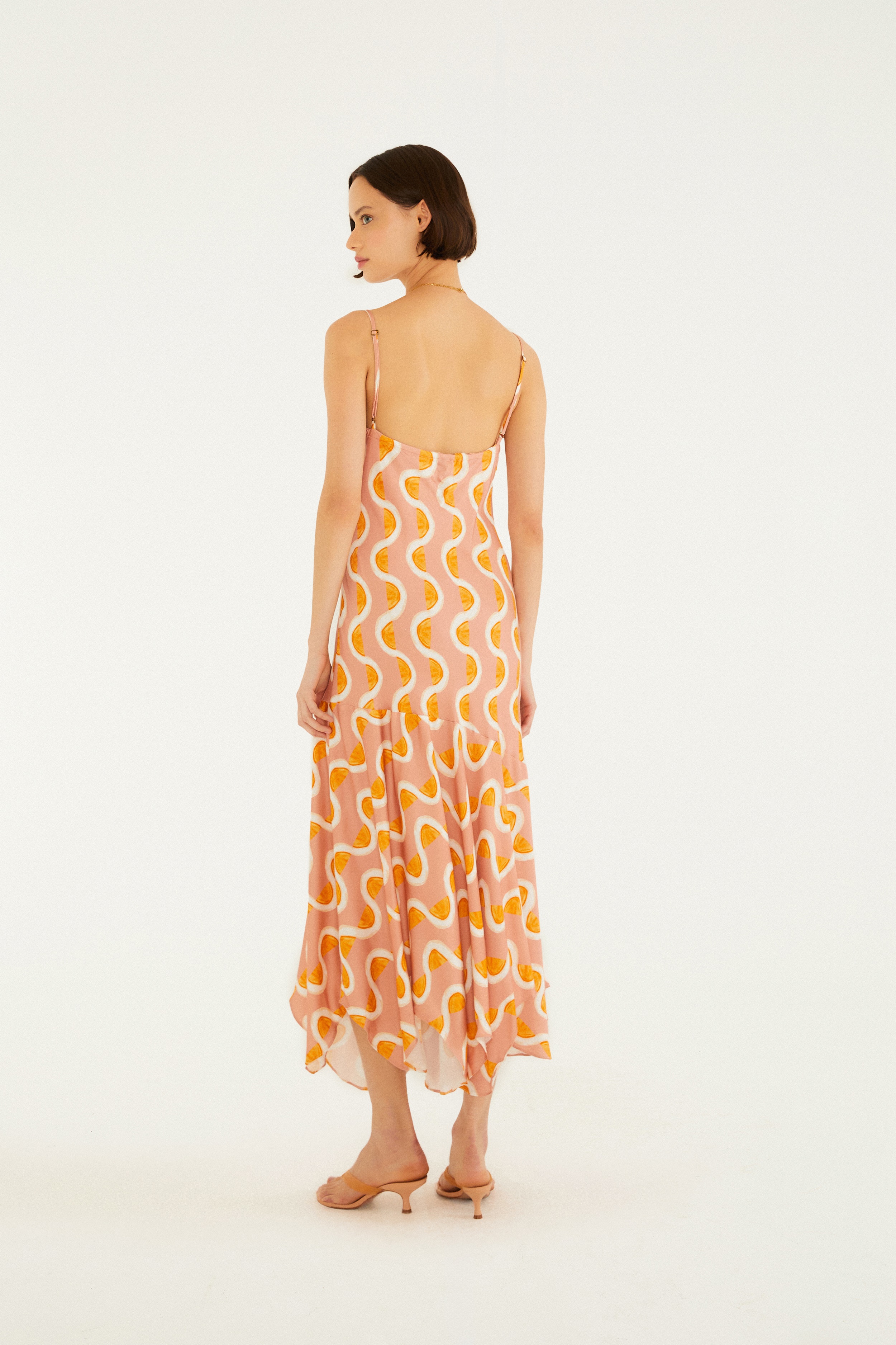 Vestido Pontas Estampado Da Gema Rosa