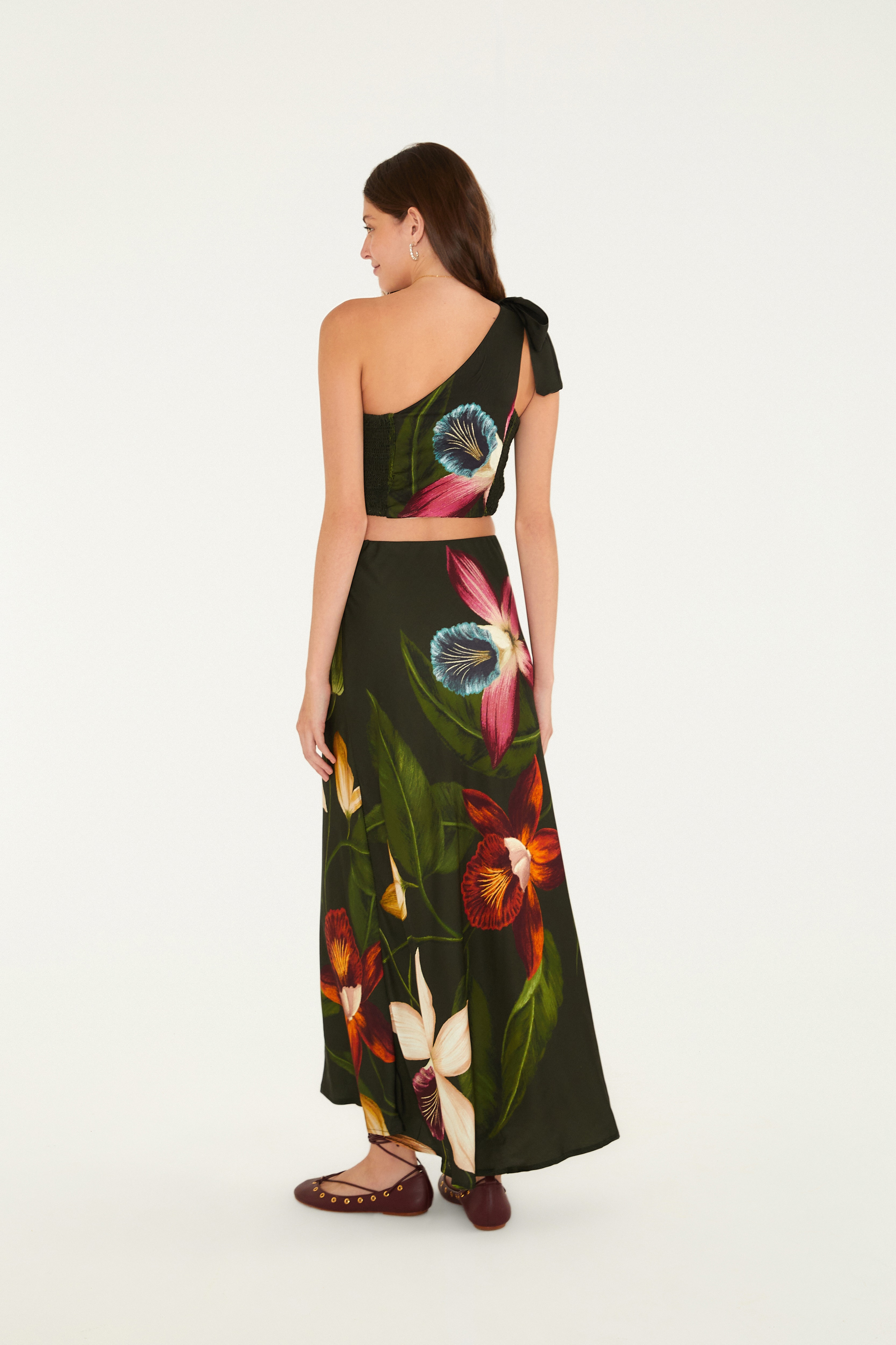 Saia Estampada Maxi Orquídeas