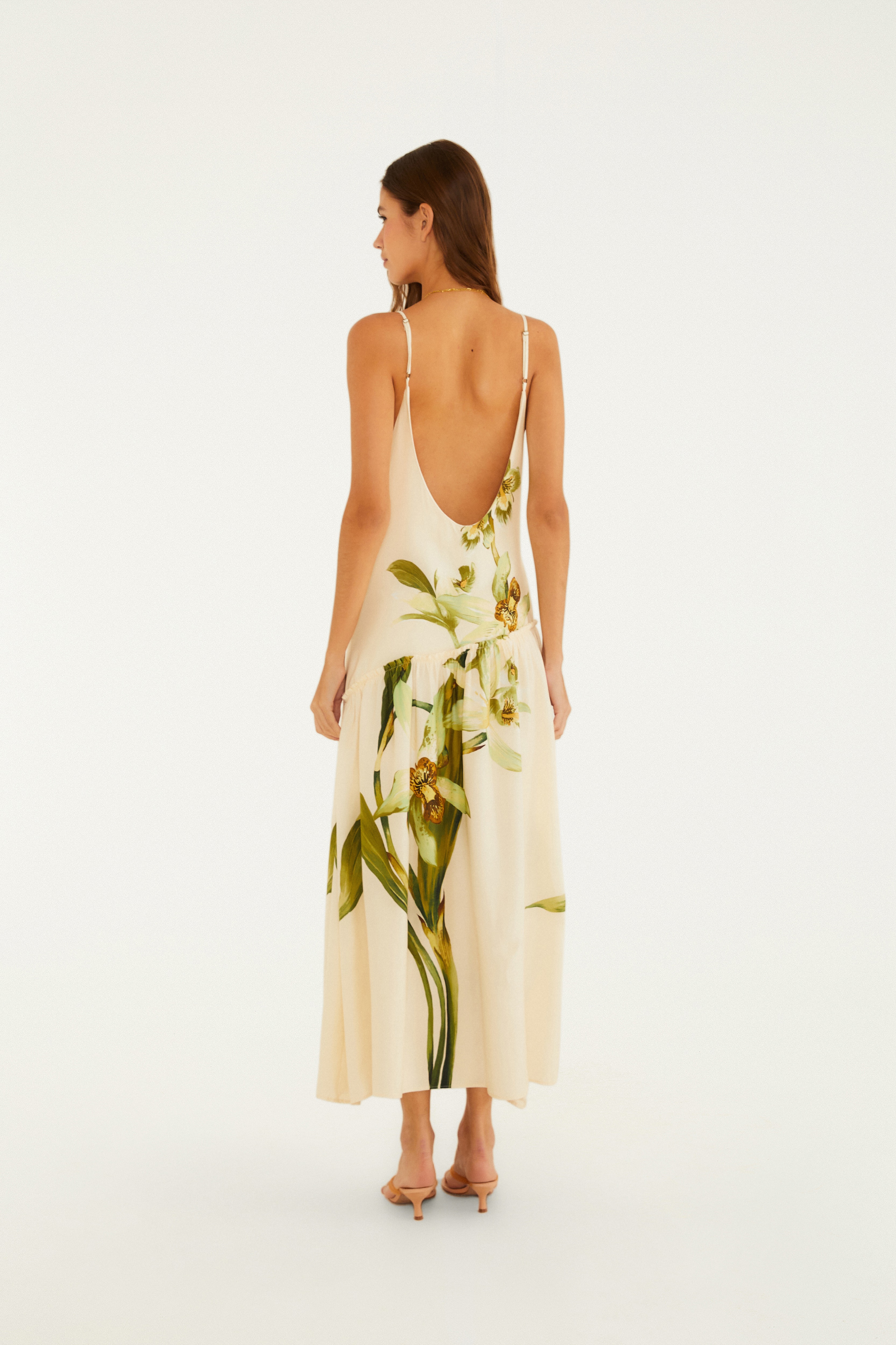 Vestido Longo Estampado Floral Orquídea