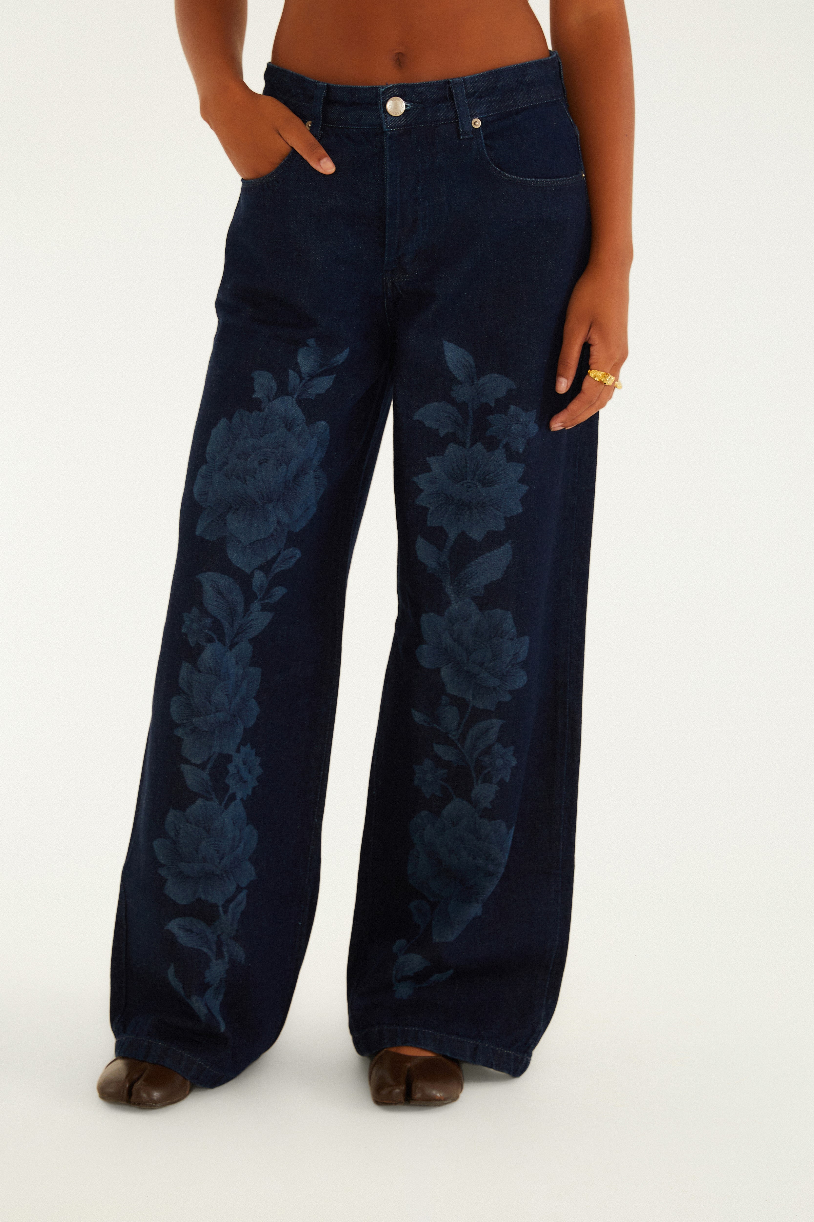Calça Jeans Laser Floral