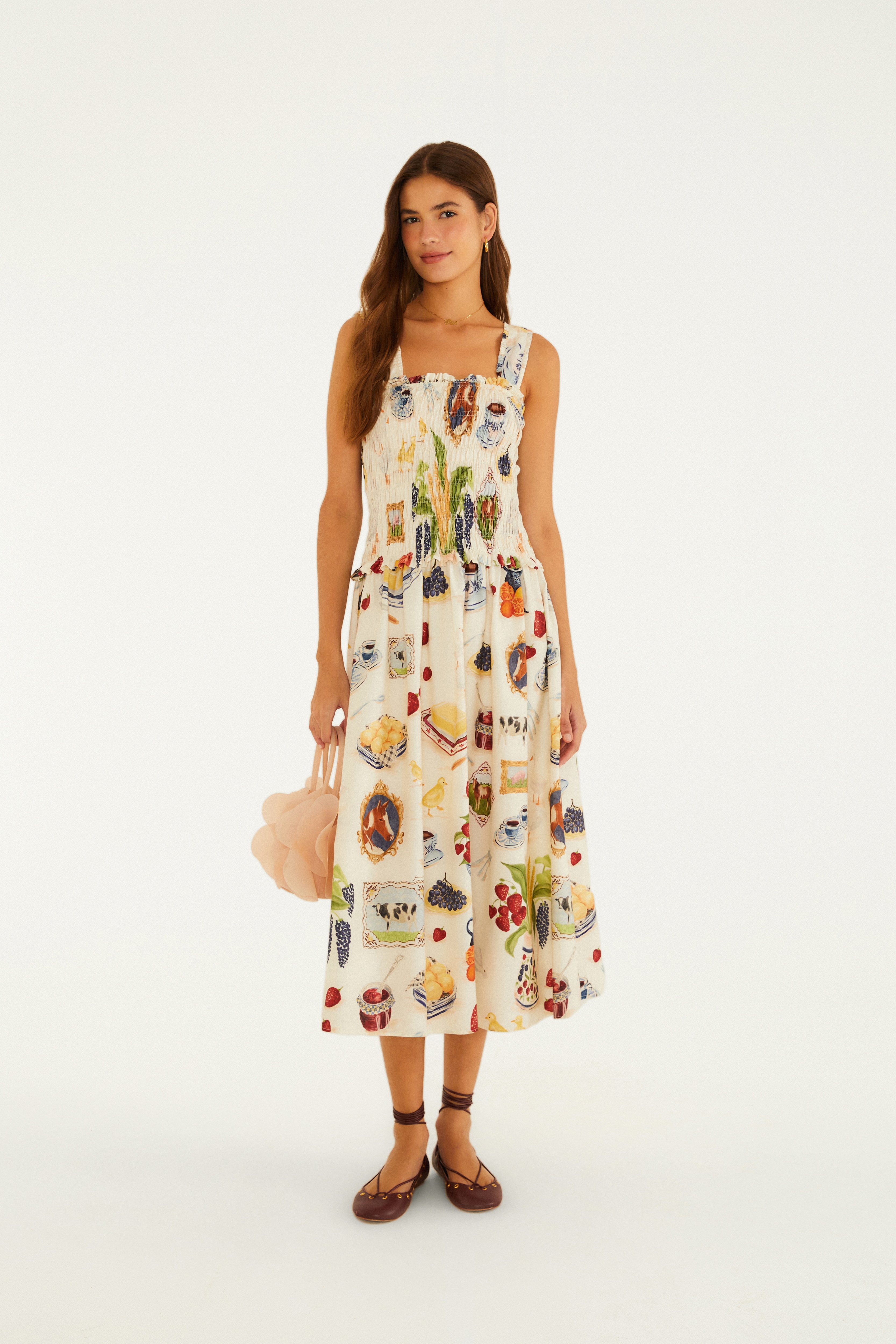 Vestido Cropped Estampado Café Da Manhã