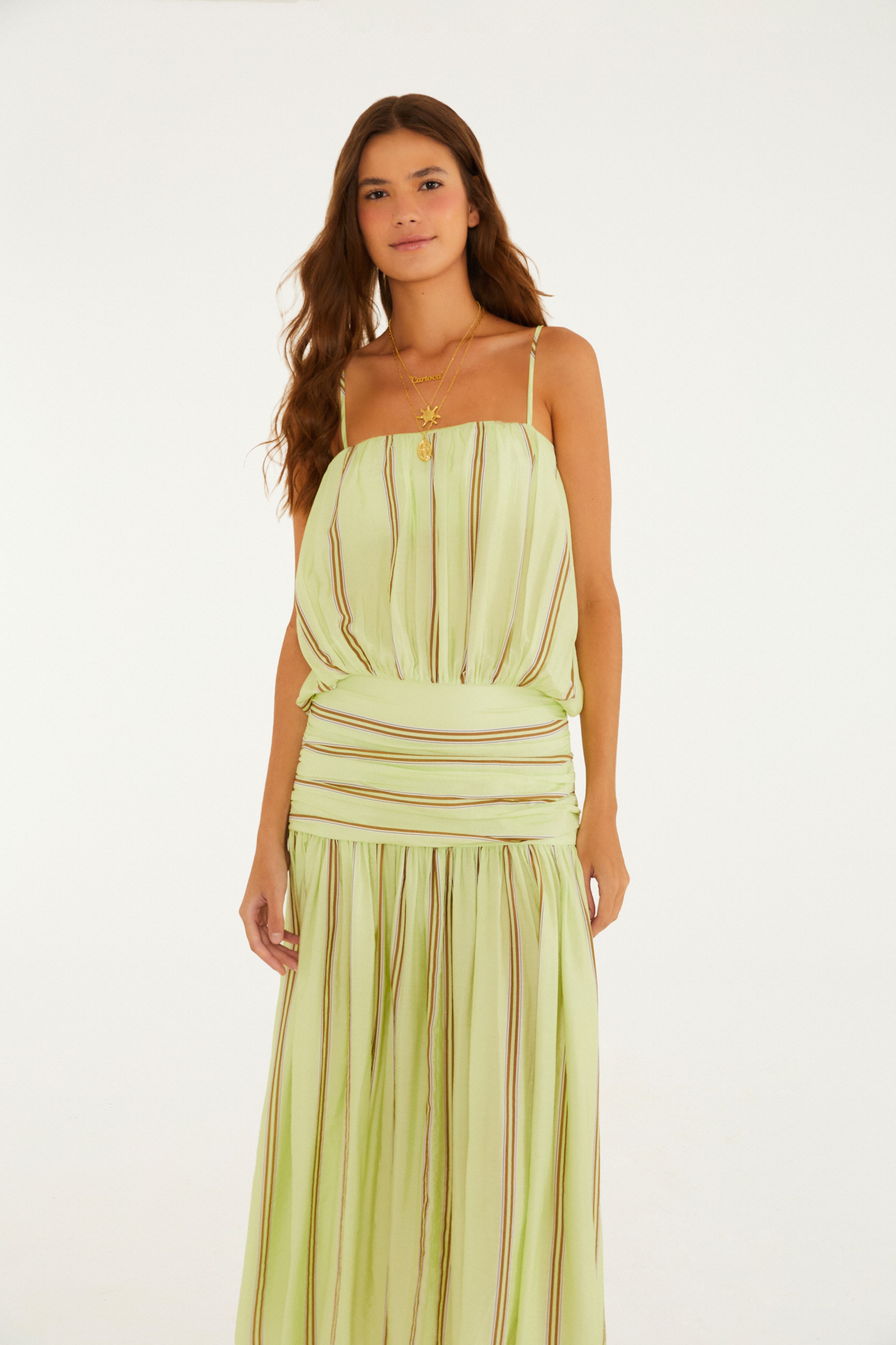 Vestido Listra Amêndoa