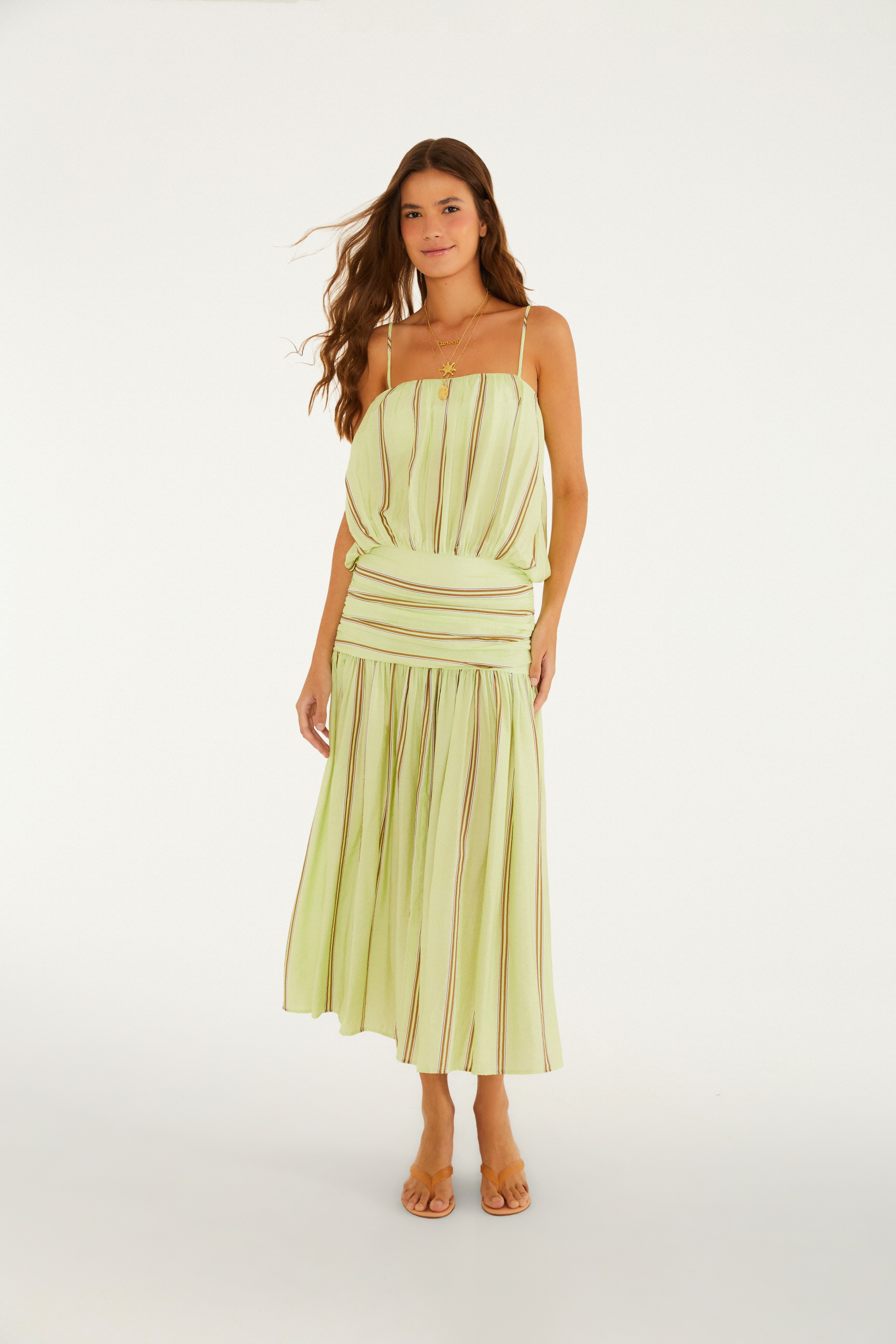 Vestido Listra Amêndoa