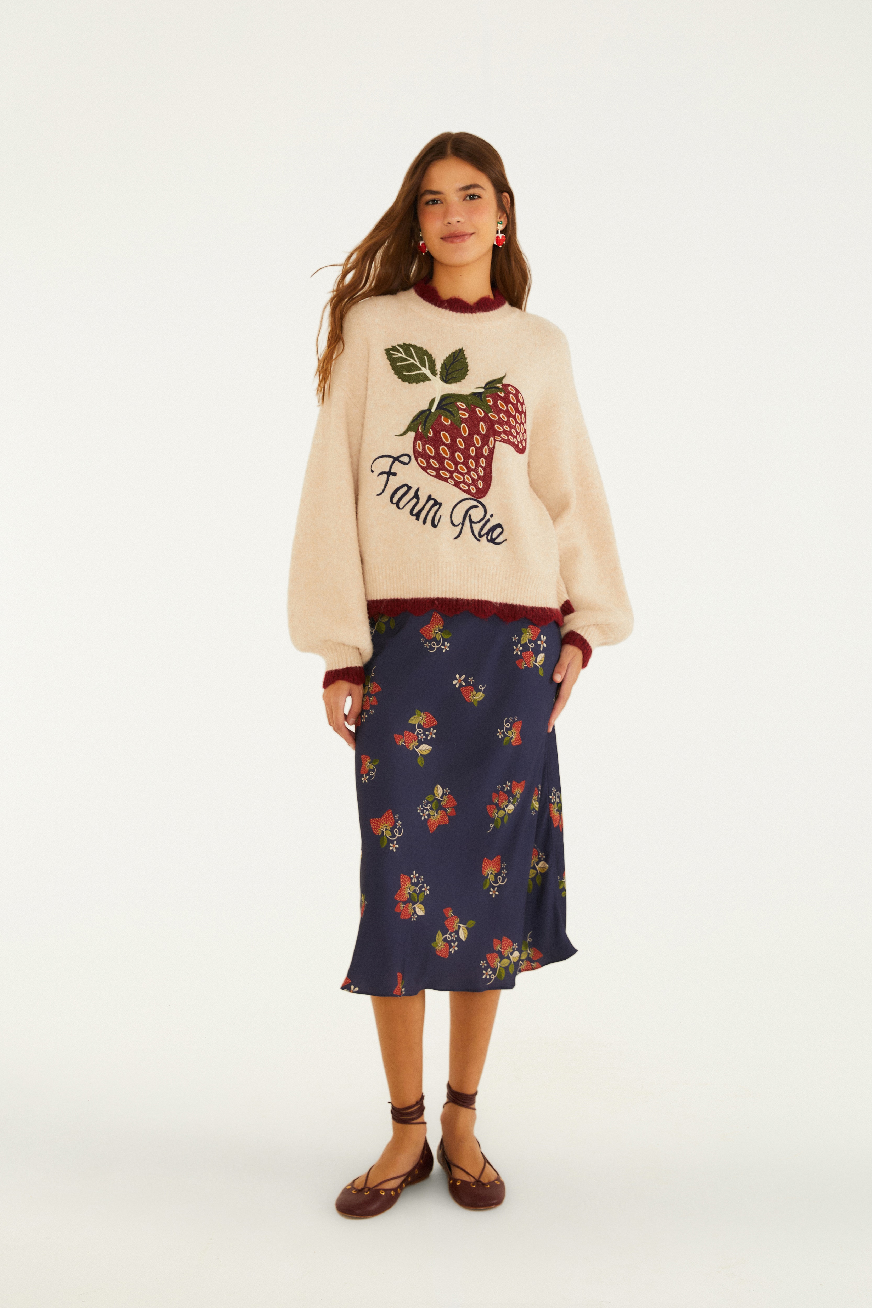 Saia Estampada Doce Morango