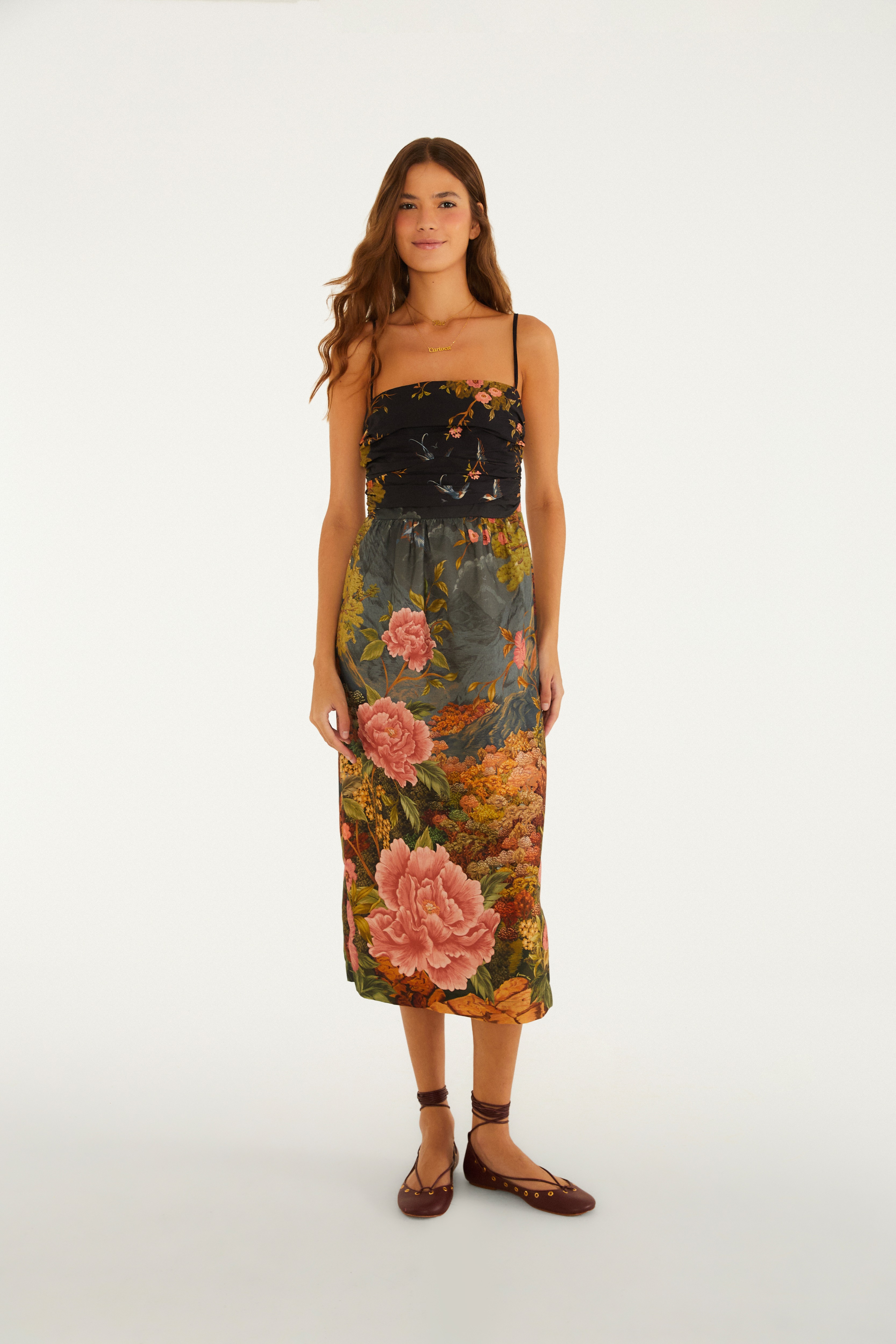 Vestido Alcinhas Estampado Satori